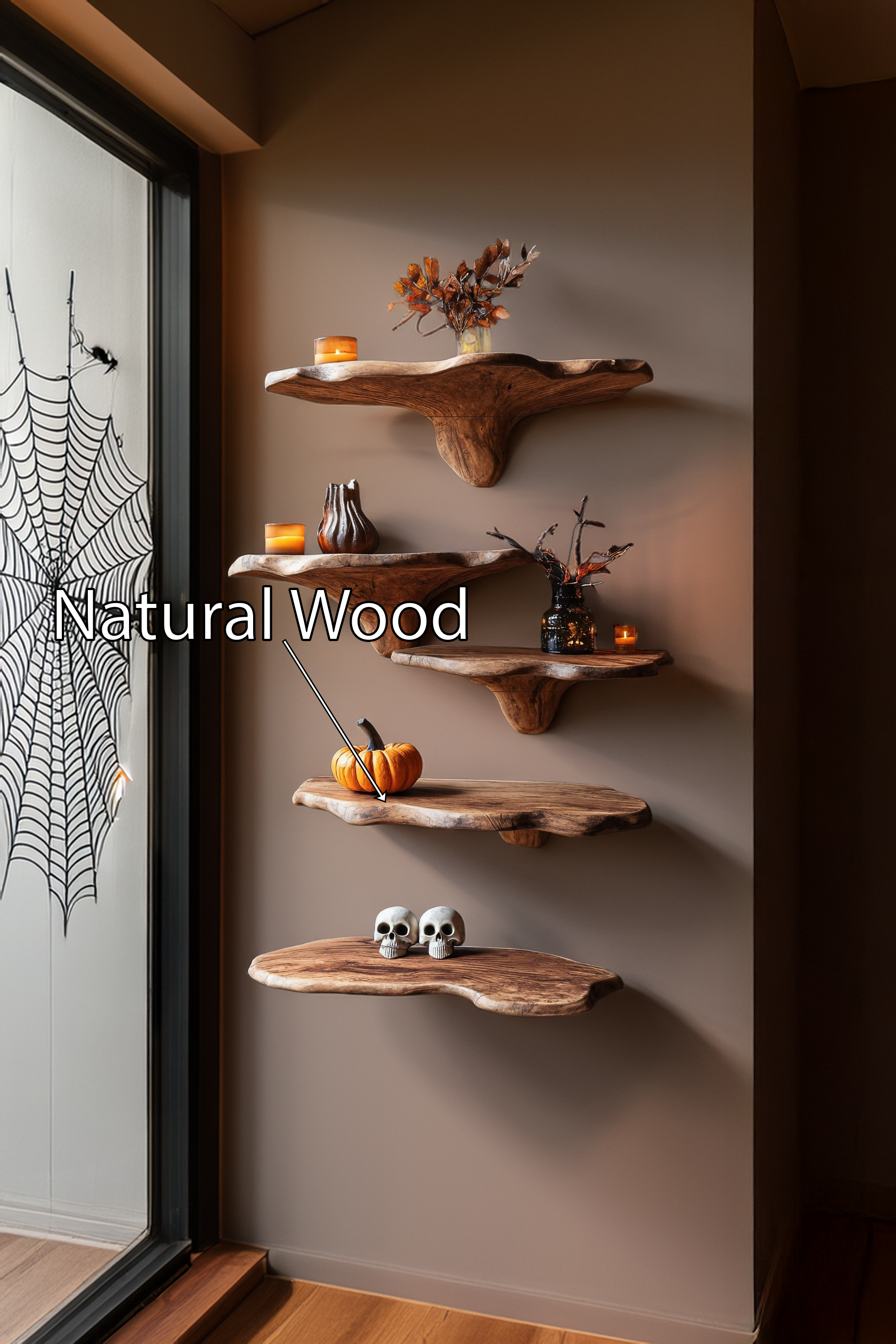Mid Century Solid Wood Mushroom Shelf Halloween Wall Decor SILDTTRHMR005