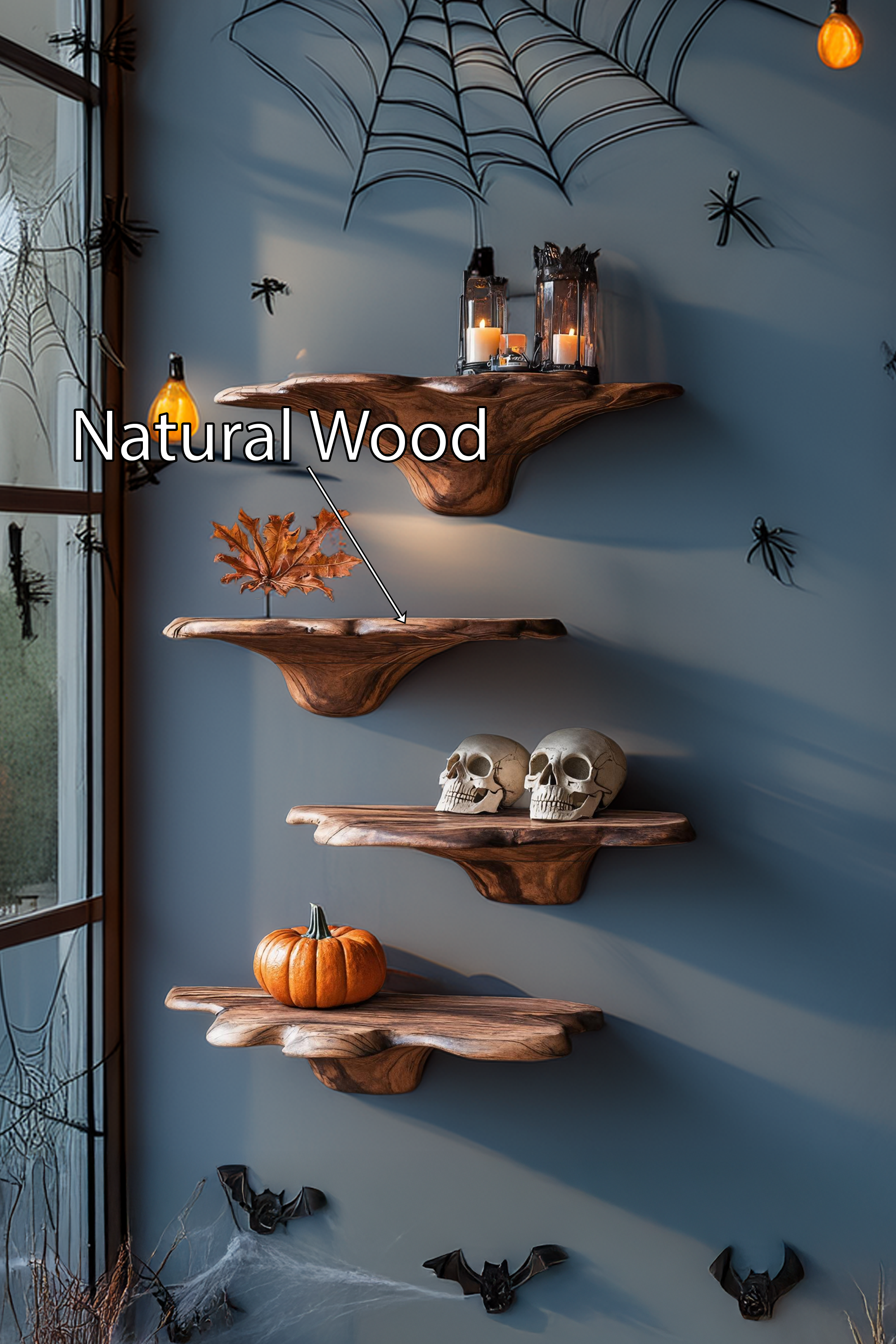 Mid Century Wooden Mushroom Shelf For Halloween Living Room SILDTTRHMR001