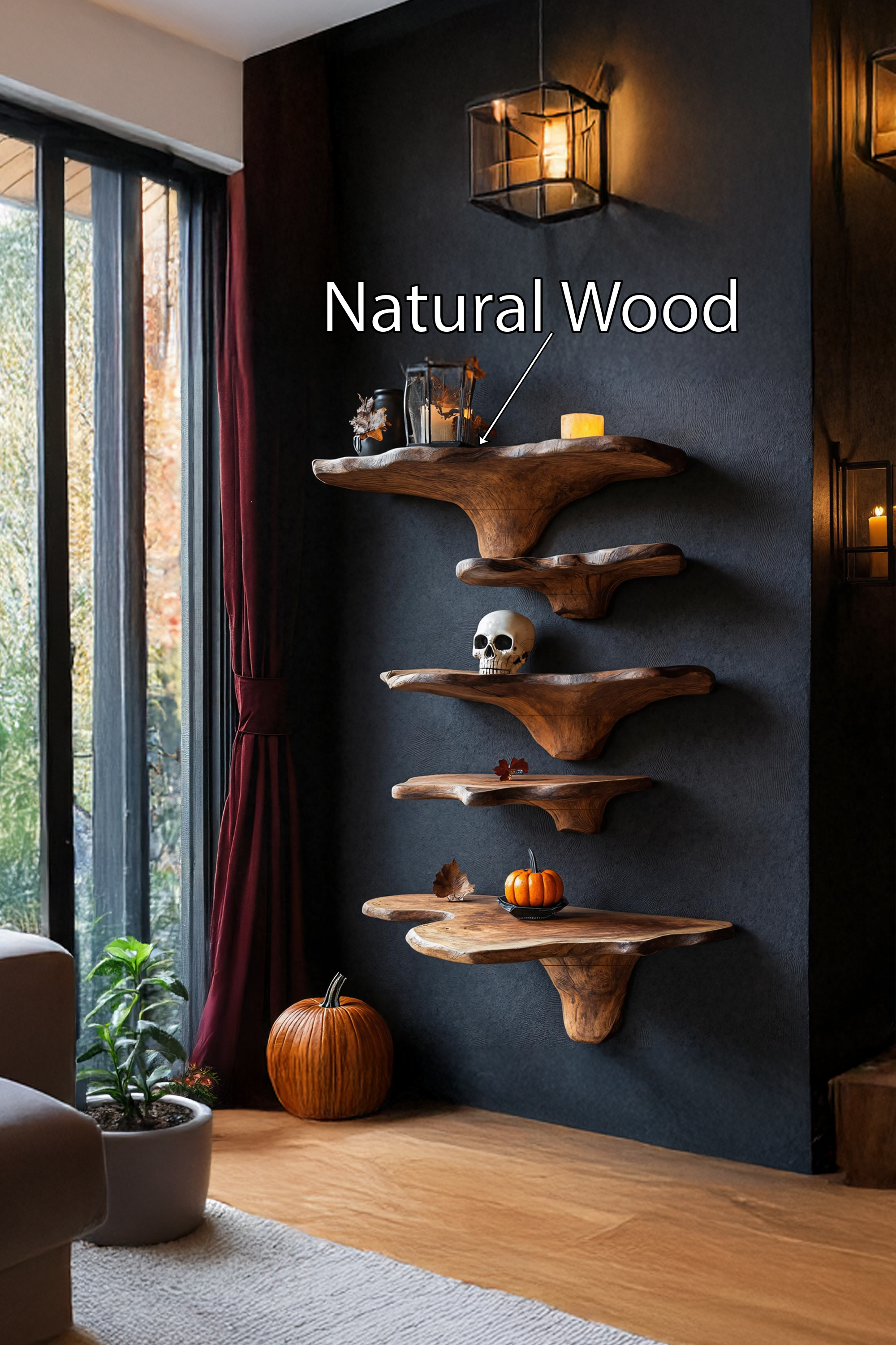Mid Century Wooden Mushroom Shelf Halloween Furniture Display SILDTTRHMR009