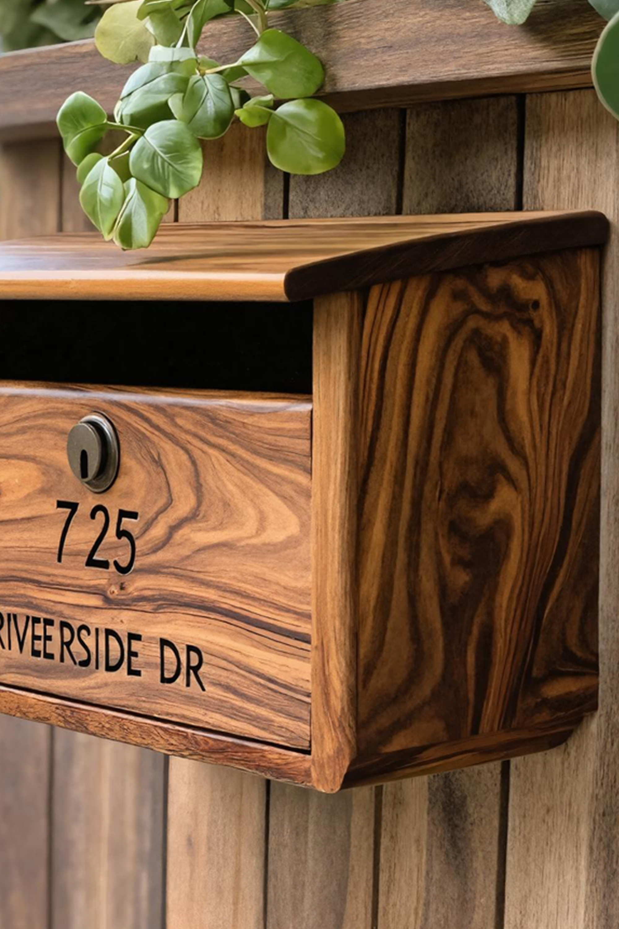 Mid Century Wooden Sculpture Mailbox For Outdoor Patio Furniture SILDTTRMB033