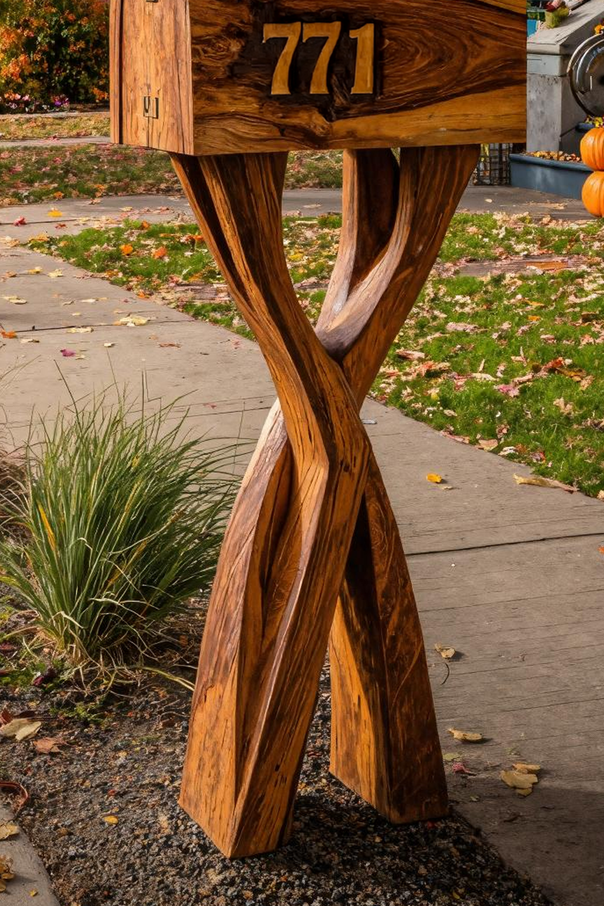 Mid Century Wooden Sculpture Mailbox For Garden Rustic Decoration SILDTTRMB013