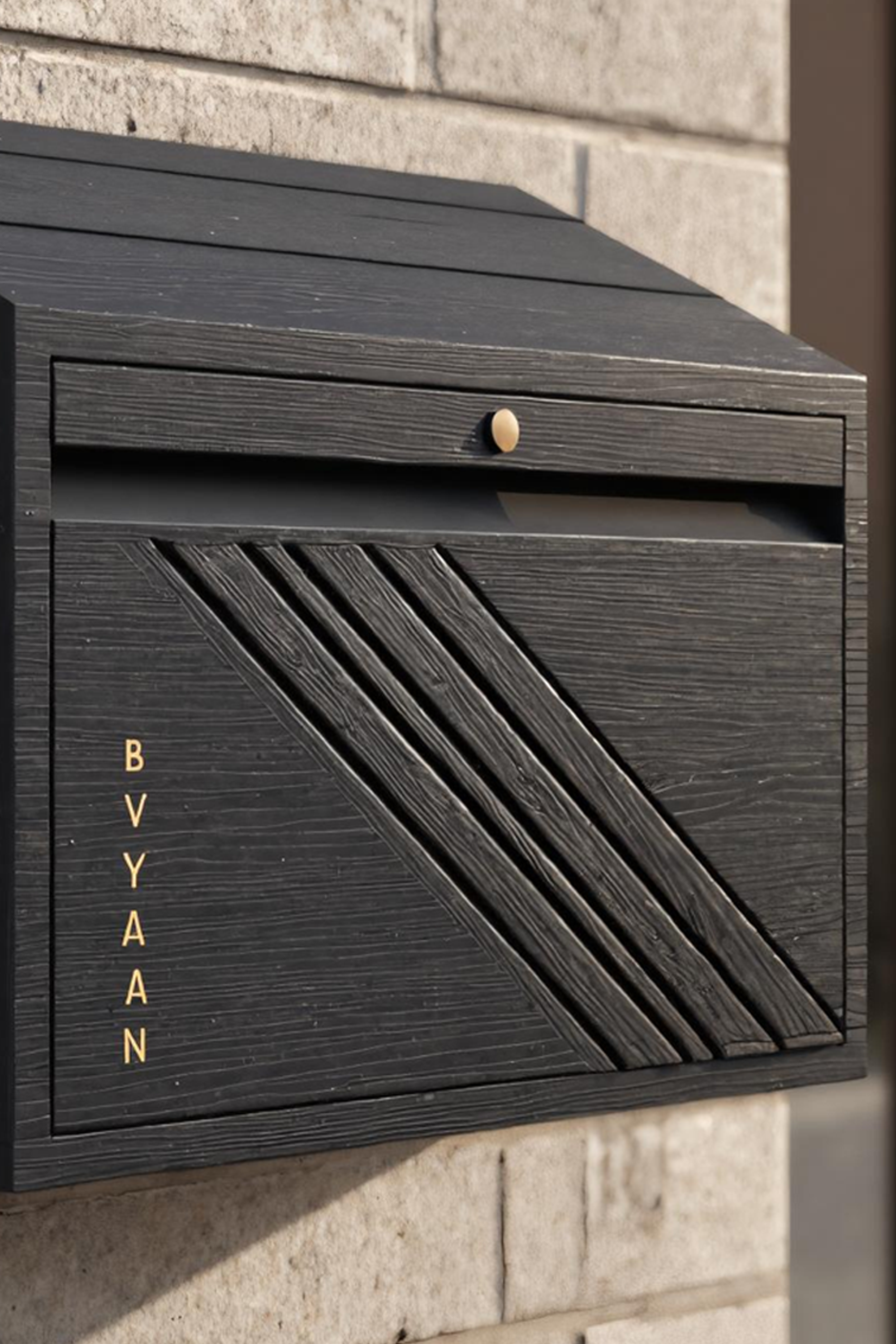 Mid Century Wooden Sculpture Mailbox For Outdoor Garden Furniture SILDTTRMB021