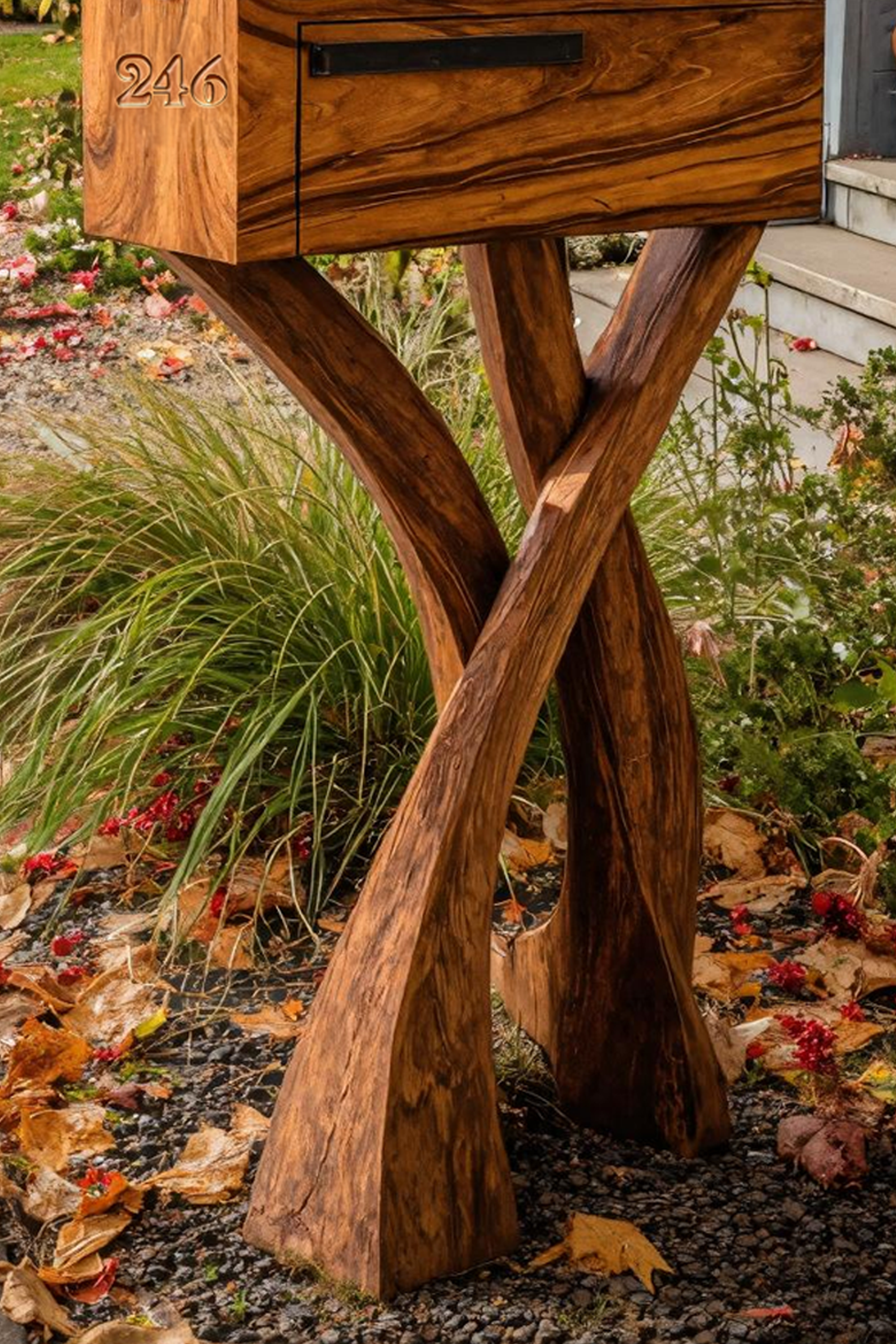 Handcrafted Wooden Sculpture Mailbox For Garden Furniture Accent SILDTTRMB015