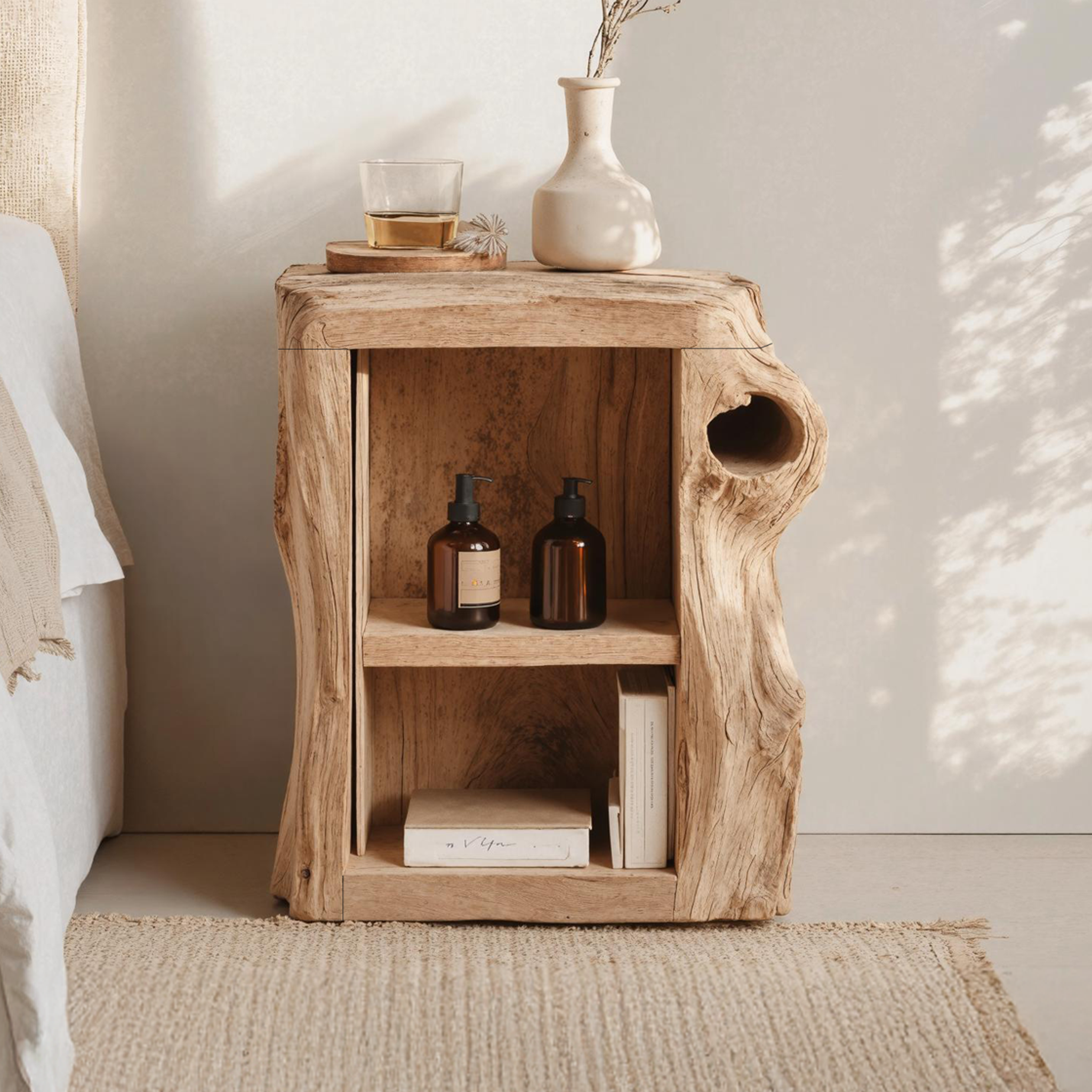 Handcrafted Live Edge Nightstand For Elegant Bedroom SILDTNS031