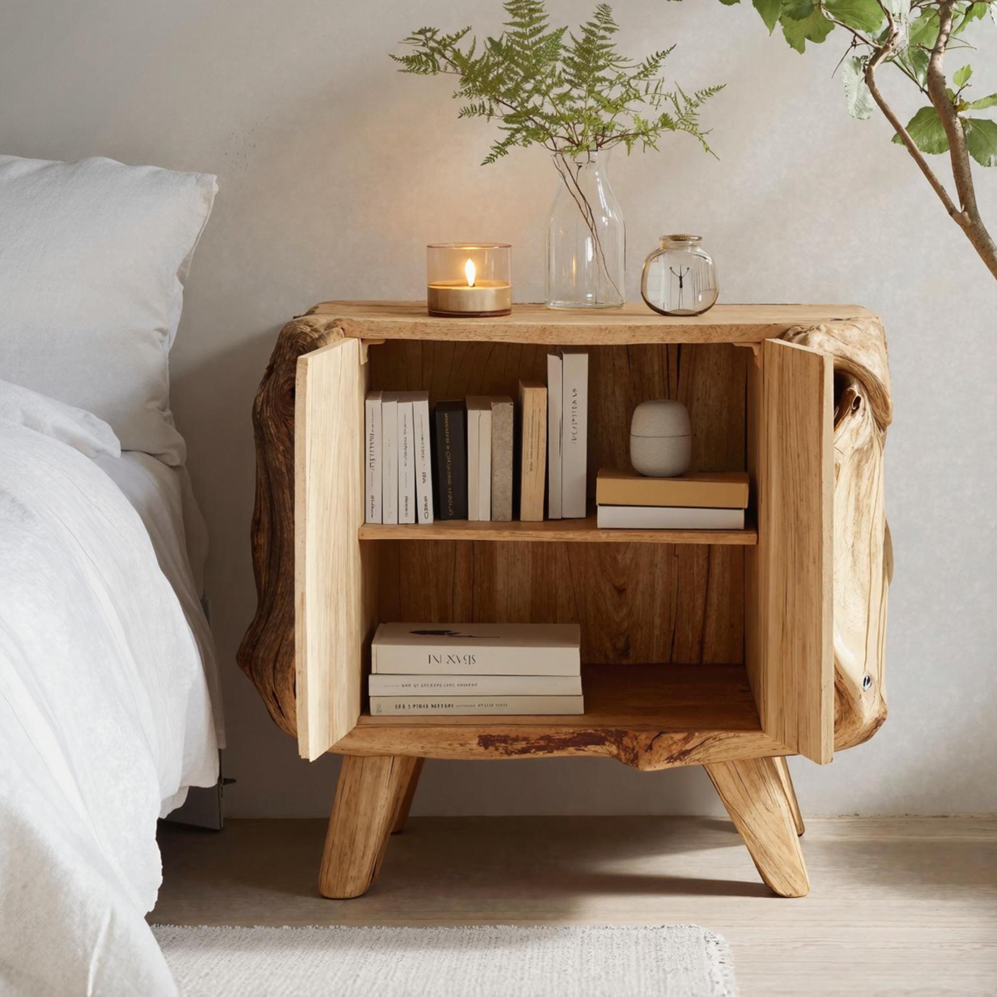 Farmhouse Live Edge Nightstand For Natural Bedroom Vibe SILDTNS030