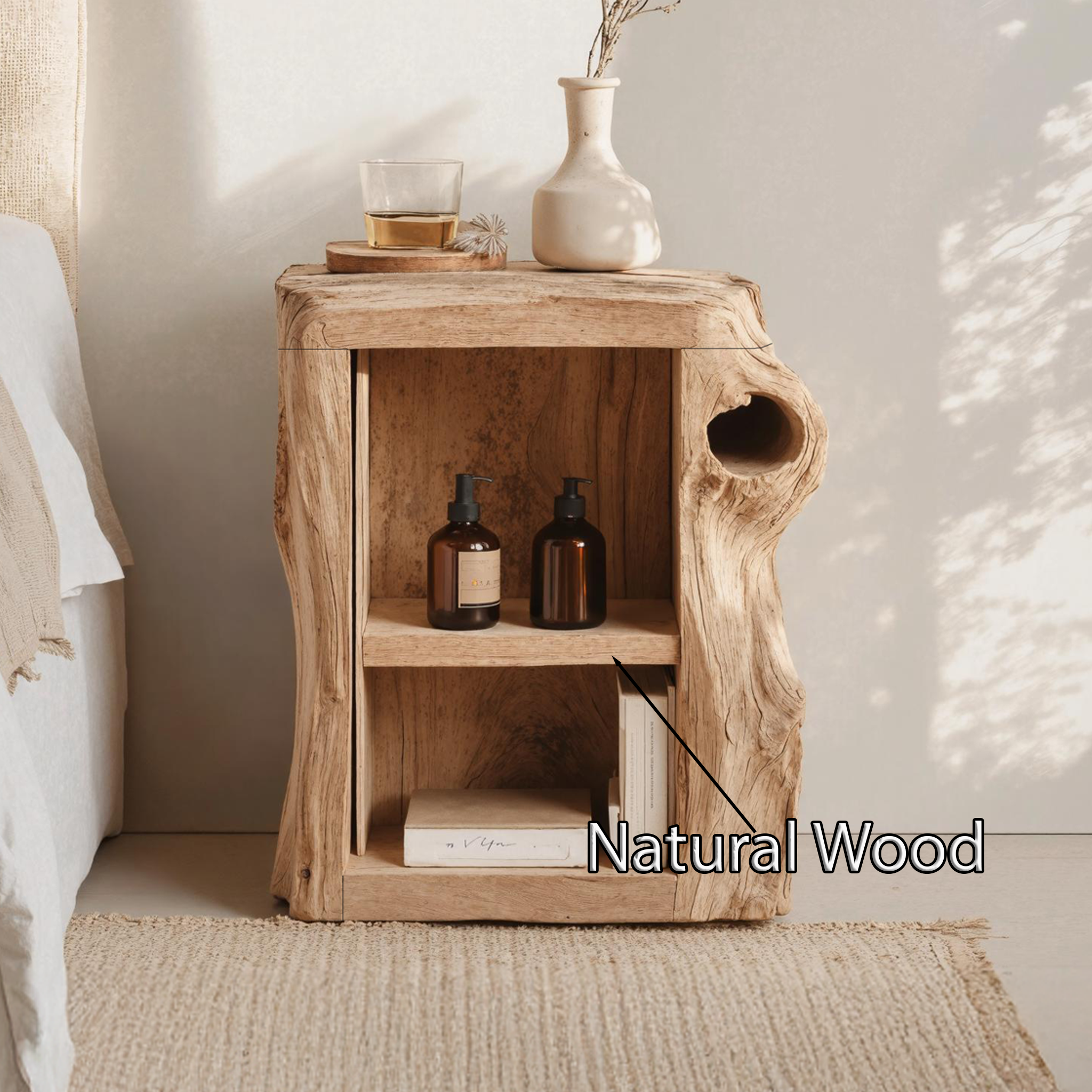 Handcrafted Live Edge Nightstand For Elegant Bedroom SILDTNS031