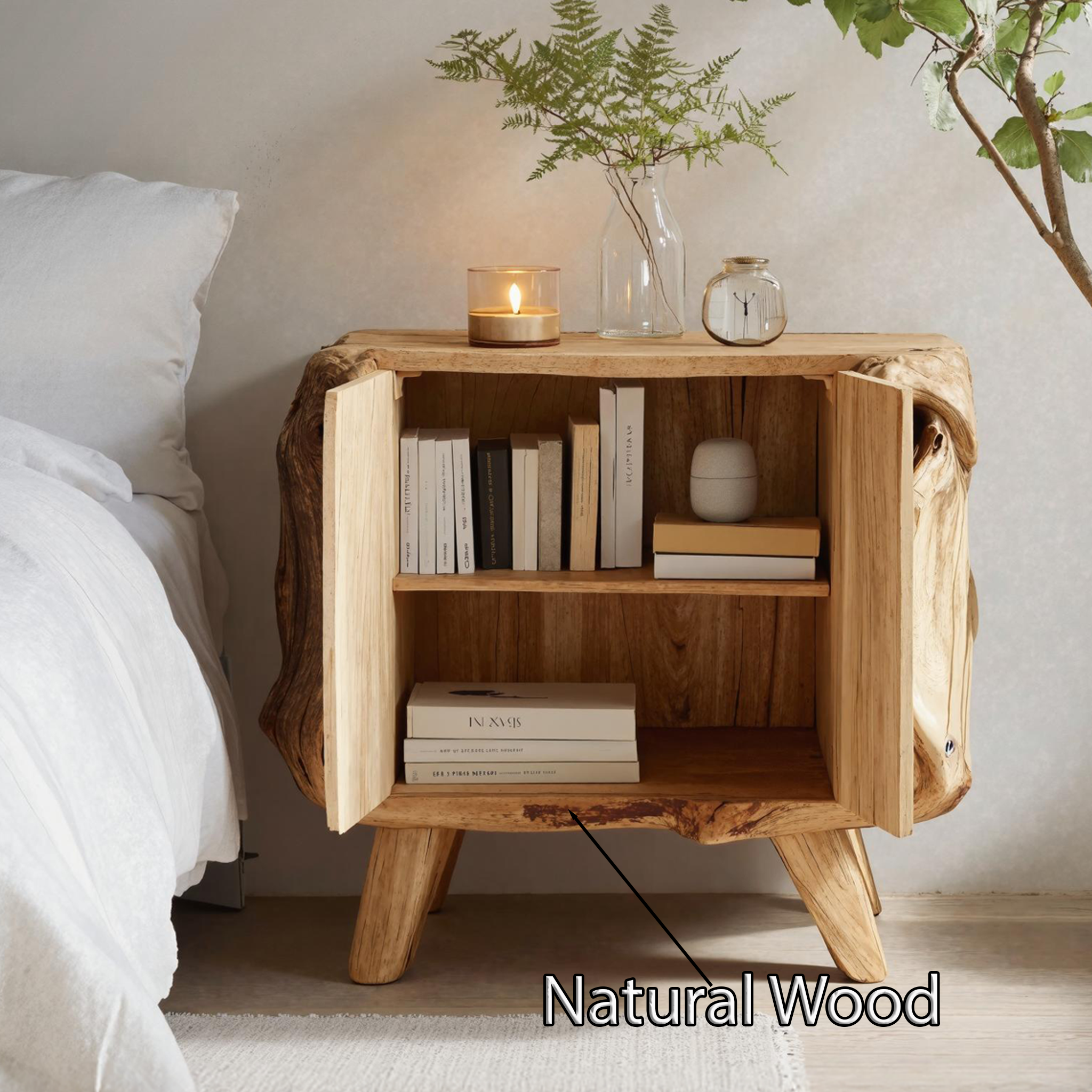 Farmhouse Live Edge Nightstand For Natural Bedroom Vibe SILDTNS030