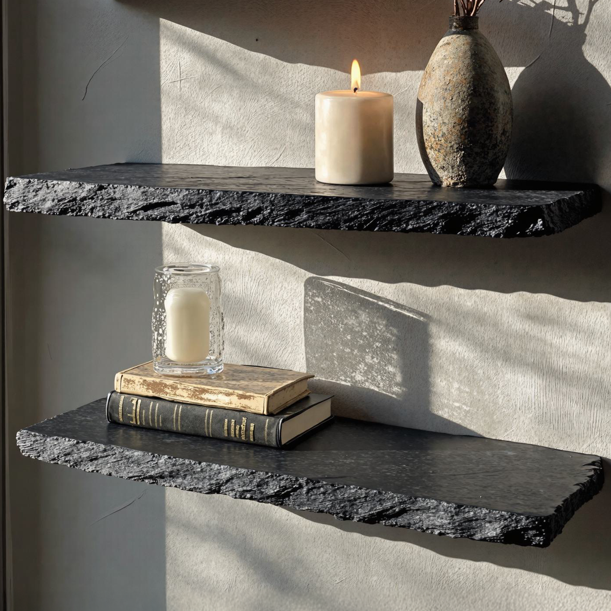 Handcrafted Black Wooden Floating Shelf For Living Room Storage SILDTFL125