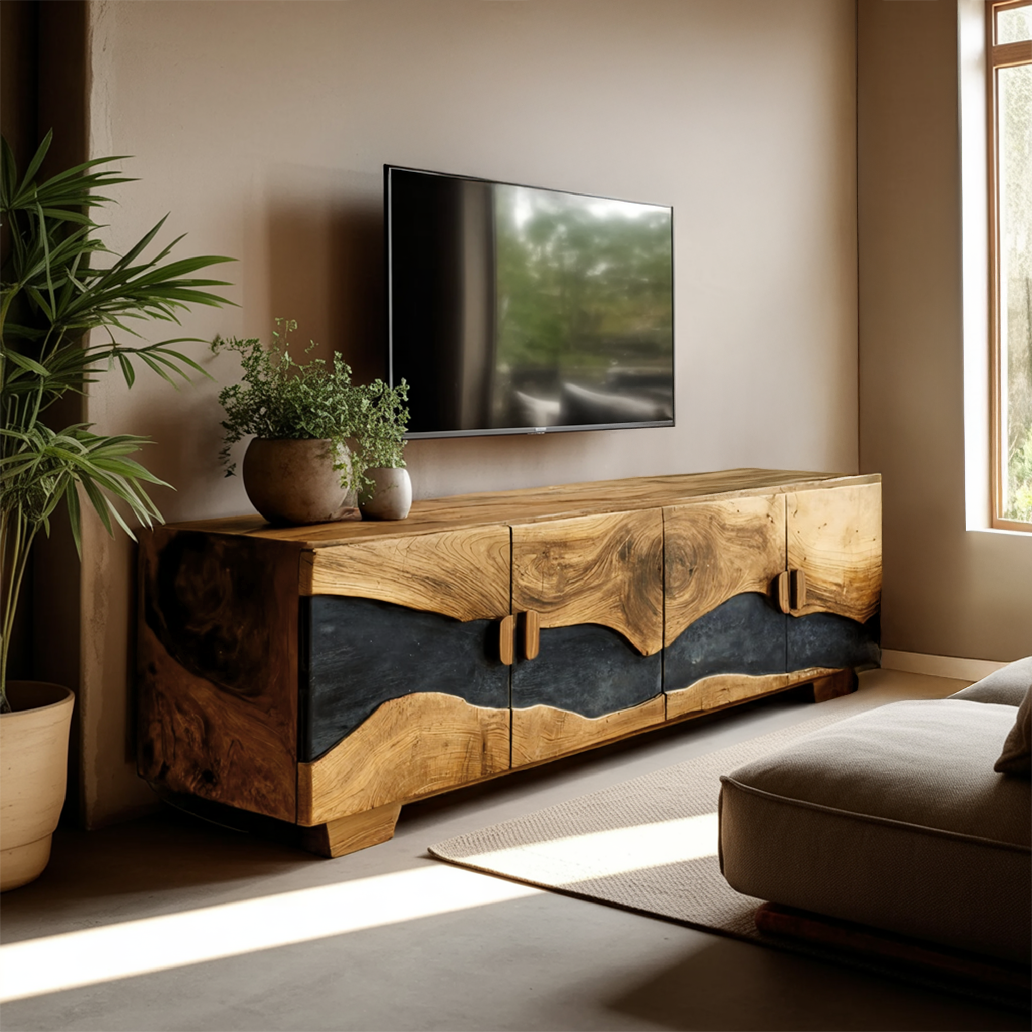 Mid Century Solid Wood TV Console For Living Room Decor SILDTTNTVC086
