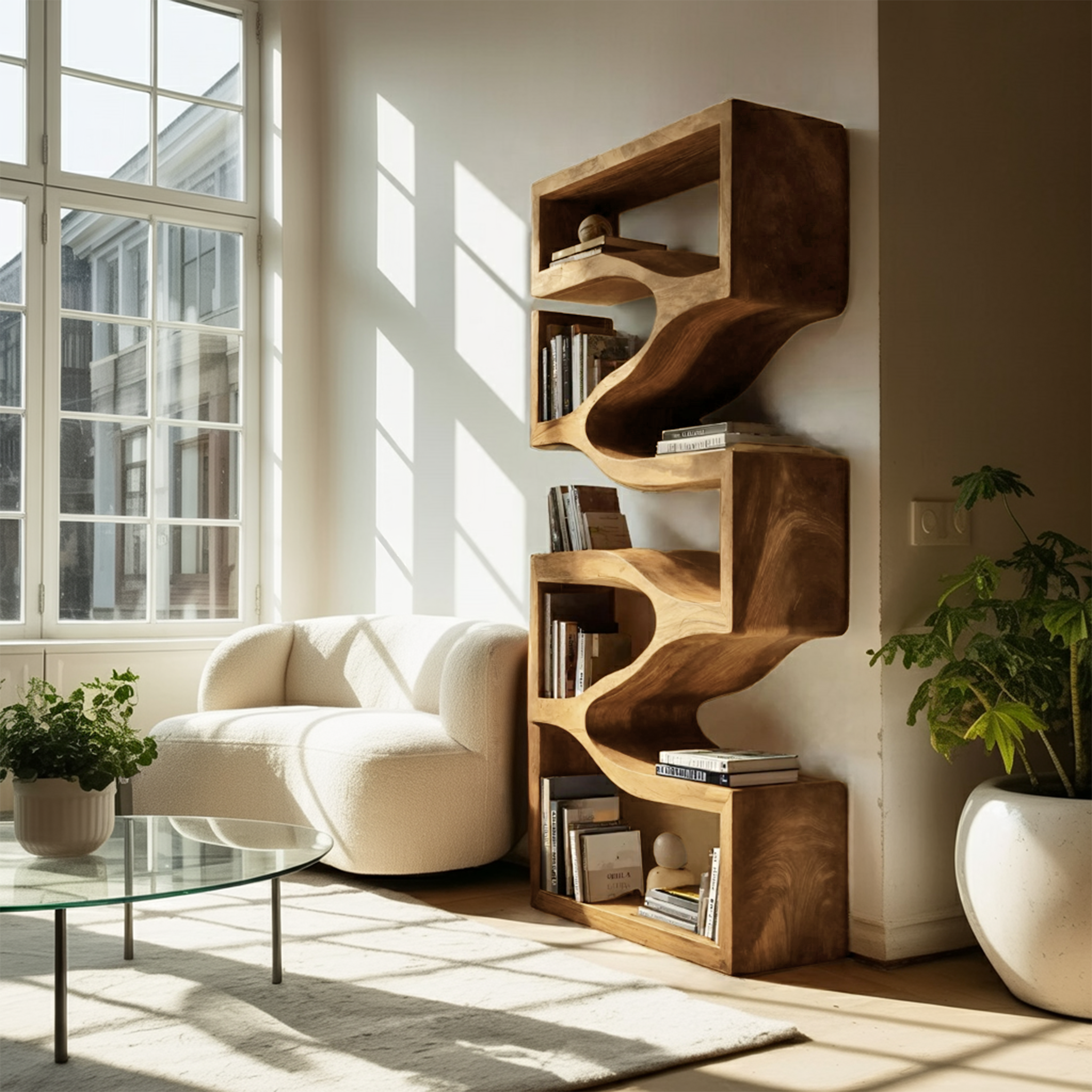 Sculptural Wooden Wall Bookcase For Modern BedRoom RTTHHNBS109