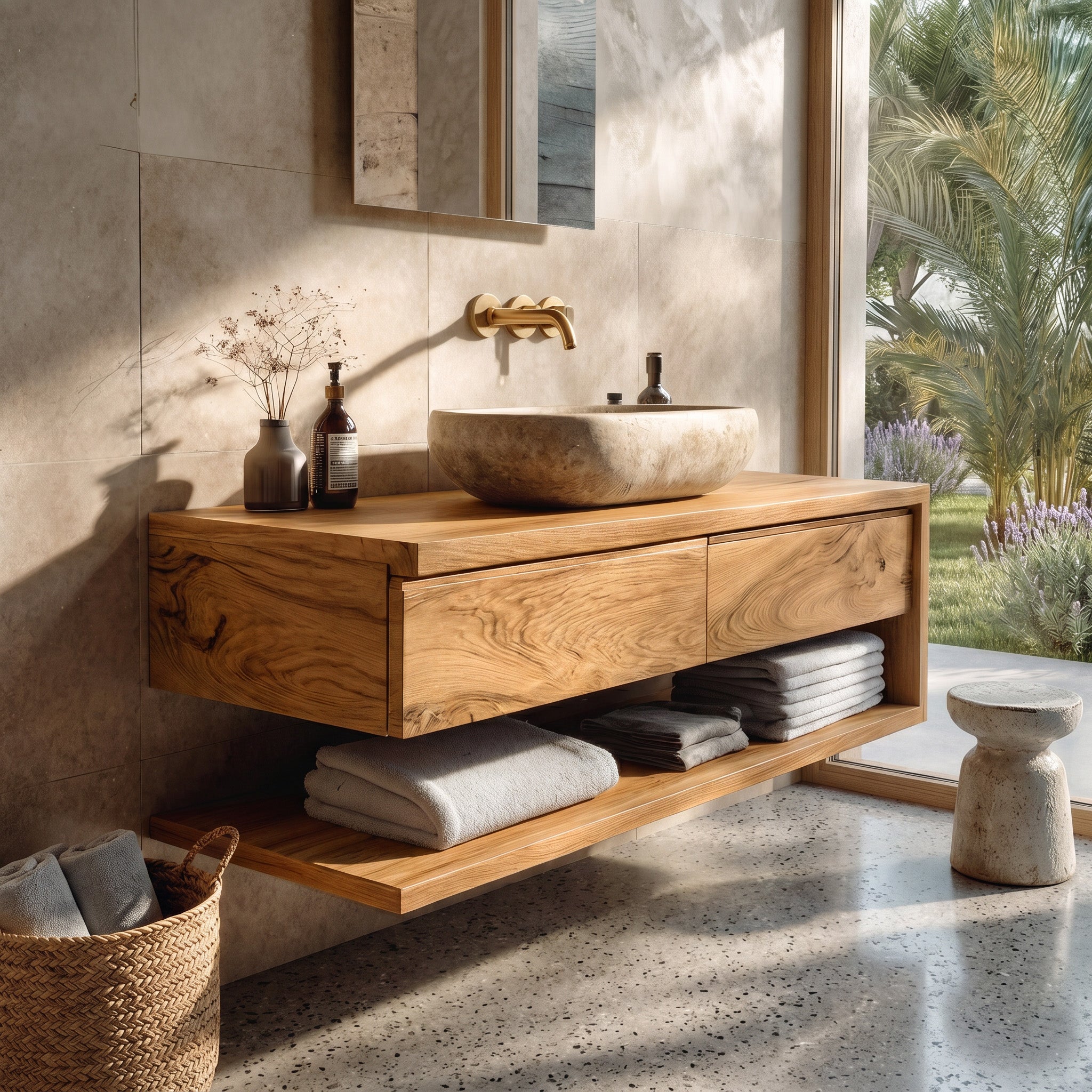 Contemporary Wall Mounted Wood Bathroom Vanity For Bathroom RTTHHNBRV008