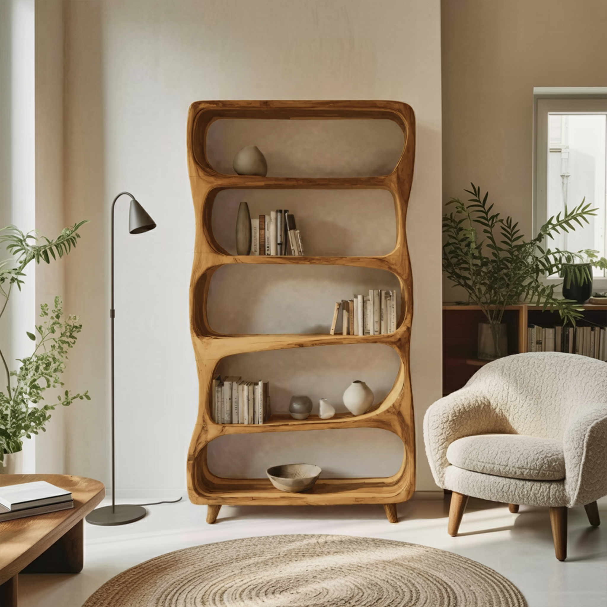 Handcrafted Bookshelf With Open Shelving Unit For Living Room SITHHNBS063