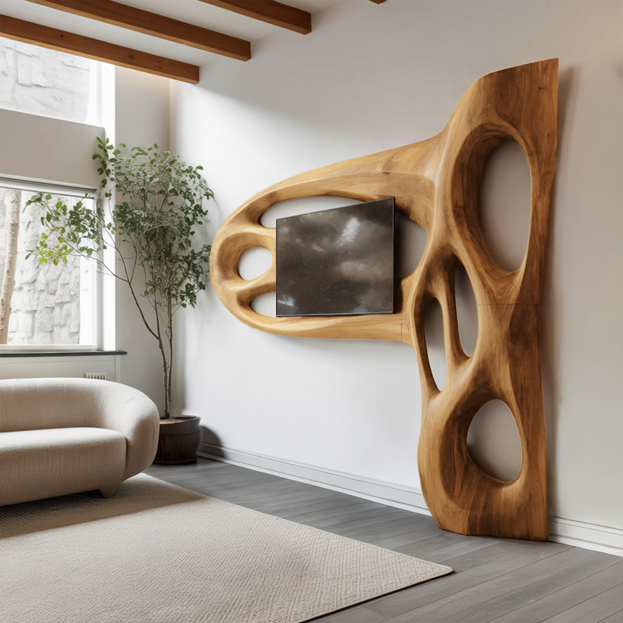 Contemporary Sculptural TV Frame For Living Room Decor SITHHNTVC039