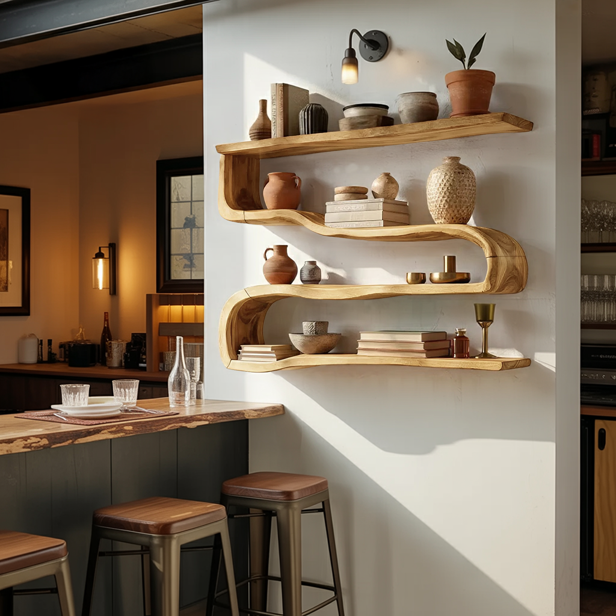 Modern Wooden Shelving Unit For Living Room Wall Storage SILDTTRWMS021