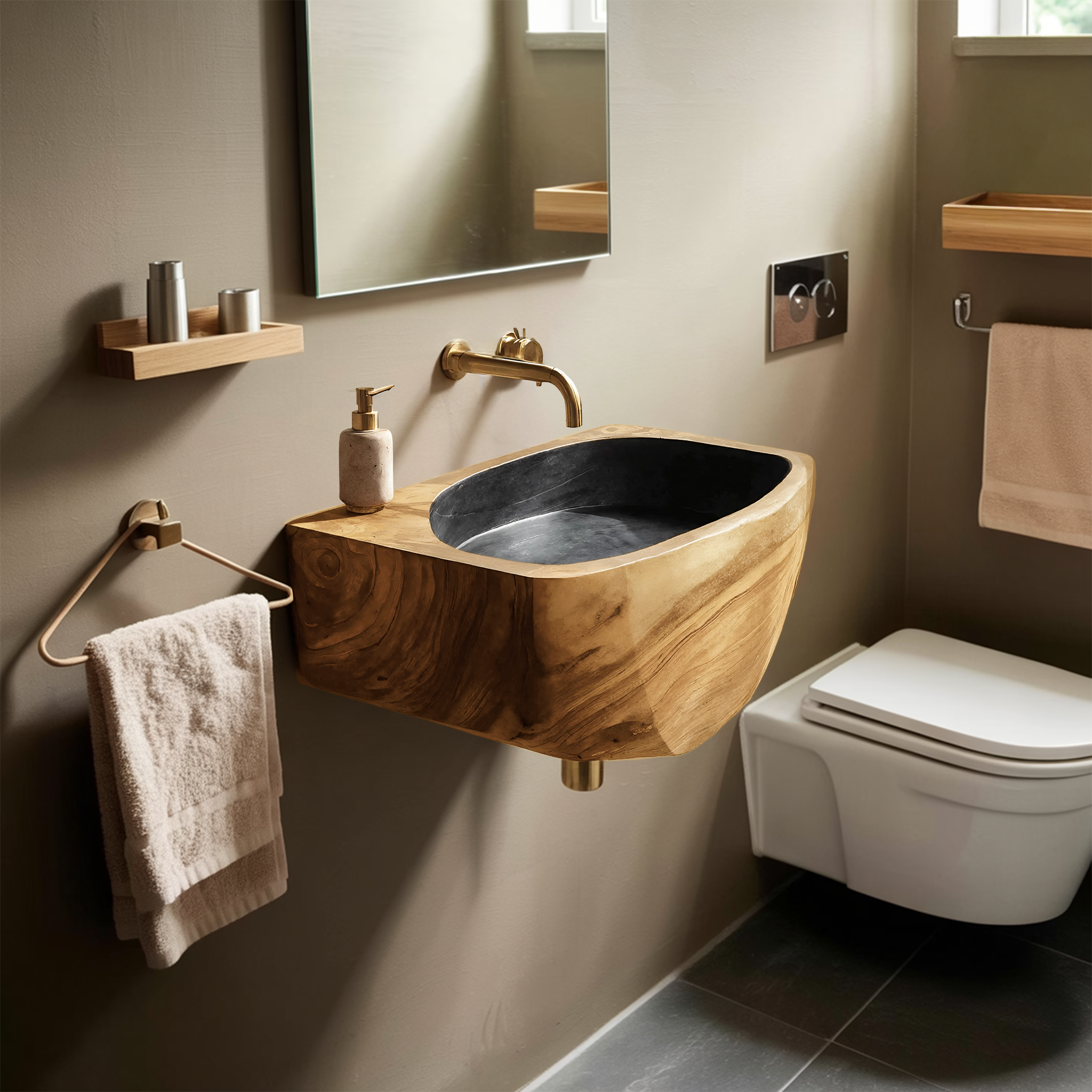 Modern Solid Wood Vanity Sink For Minimalist Bathroom Design SILDTTNVS032