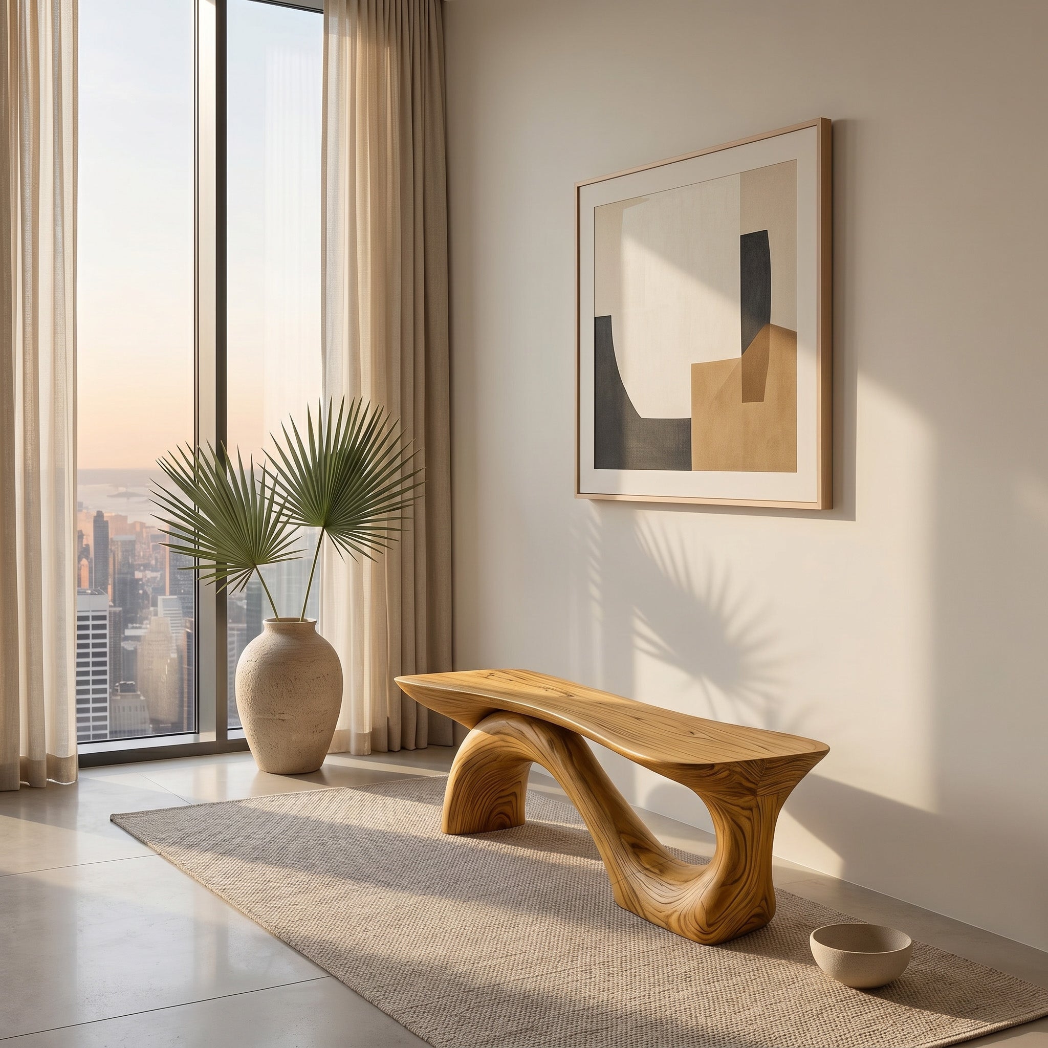 Modern Sculptural Bench With Organic Design For Living Room SITHHNCHR044