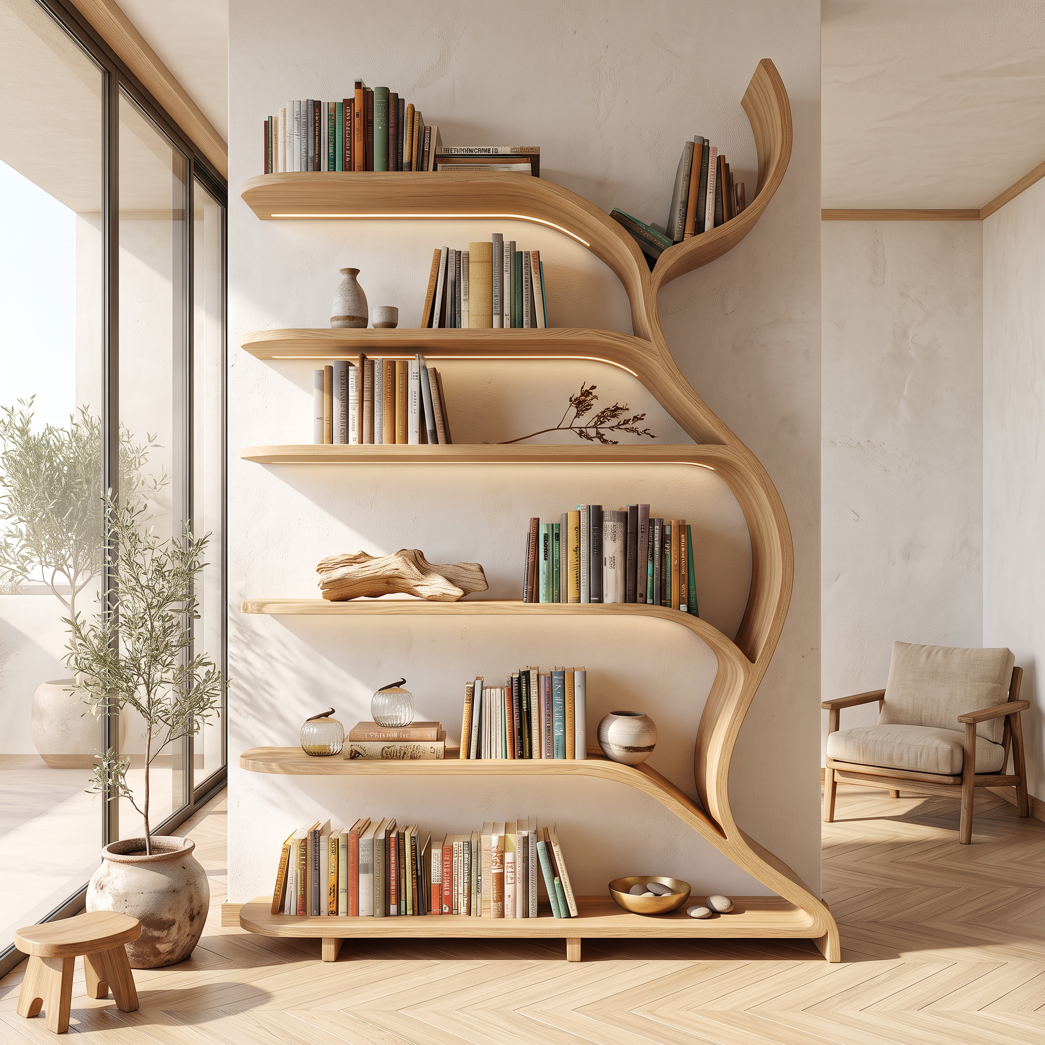Tree Branch Bookshelf Solid Wood Farmhouse Wall Gift SINLSATB188