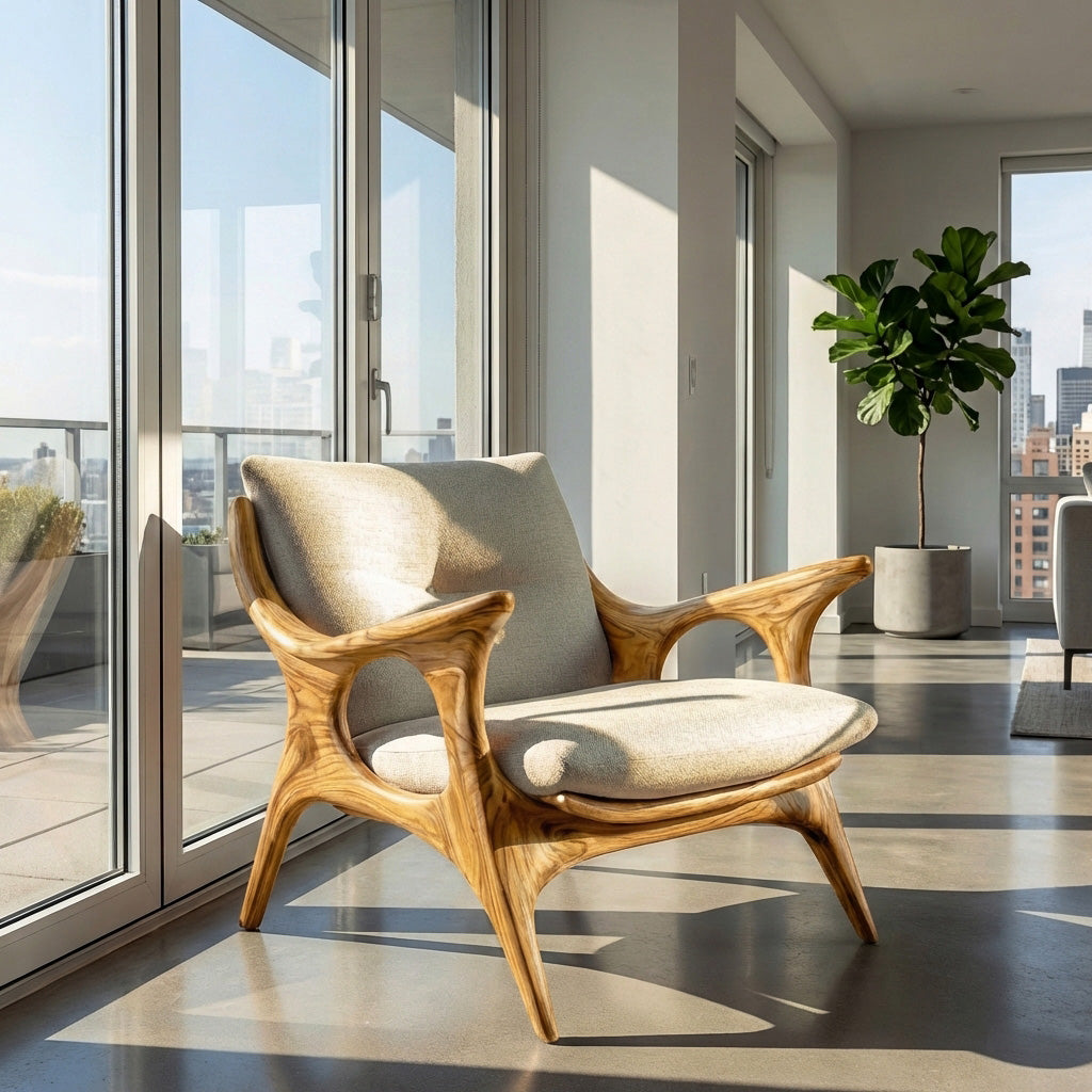 Minimalist Wooden Lounge Chair For Living Room Interior RTTHHNCHR112