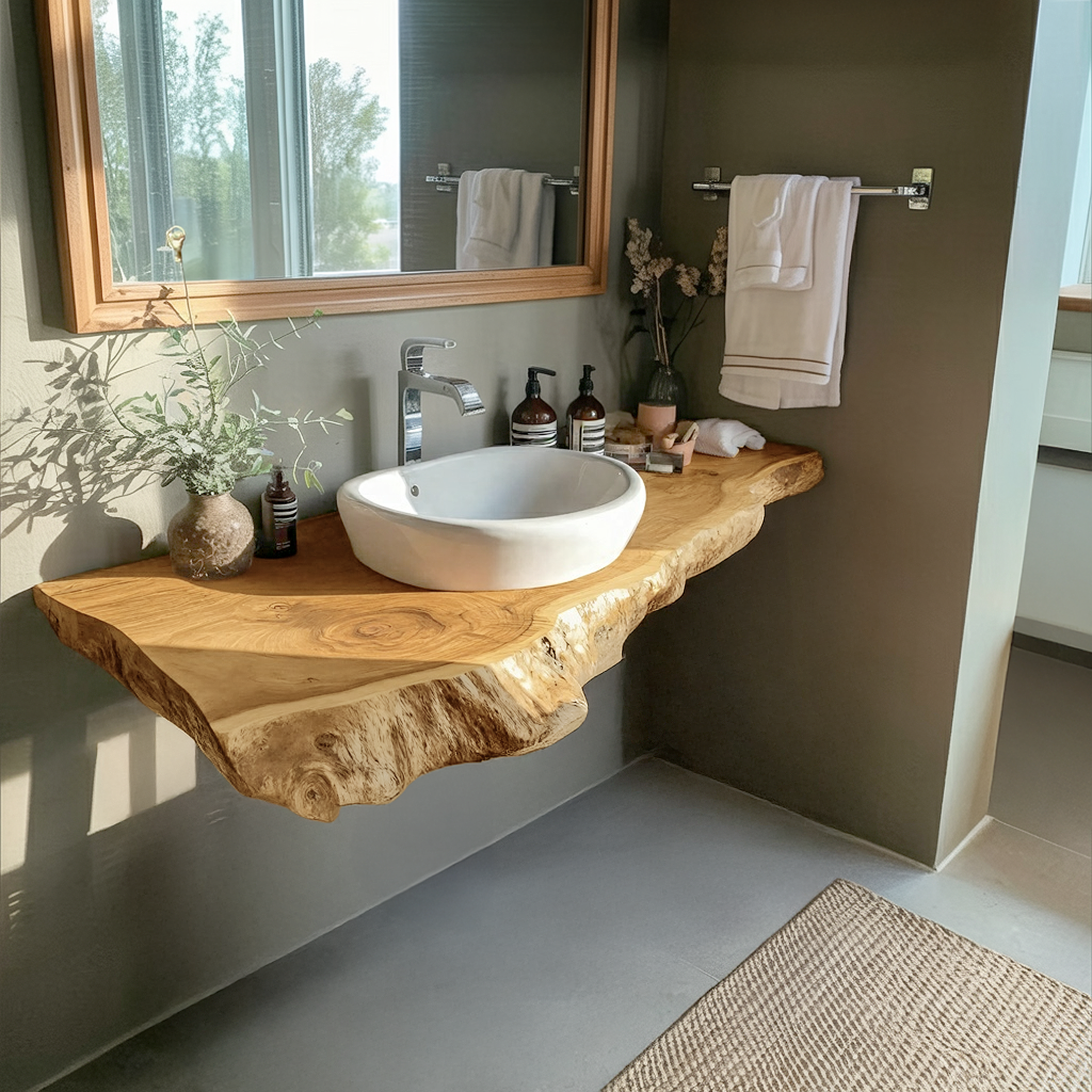 Farmhouse Bathroom Vanity In Solid Wood With Shelf SILDTTRBAS032