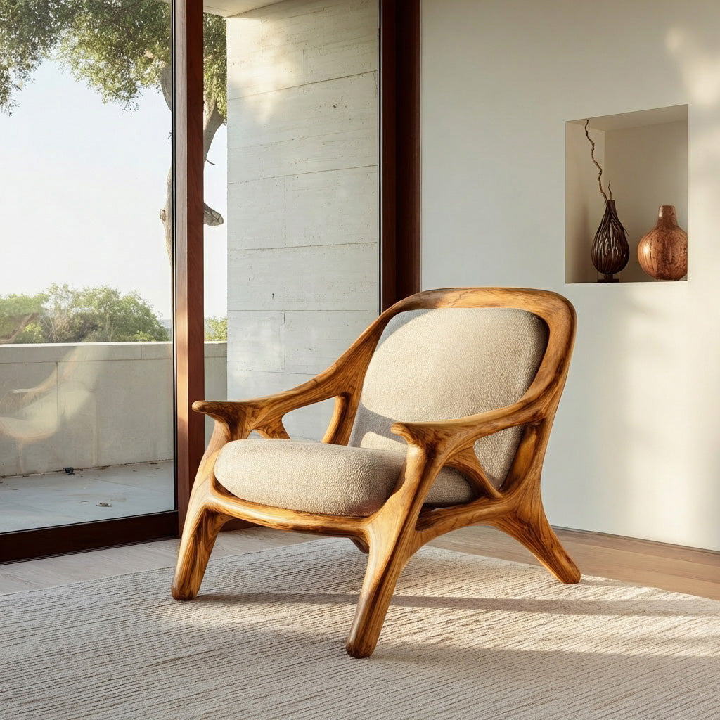 Handcrafted Wooden Accent Chair For Living Room RTTHHNCHR111