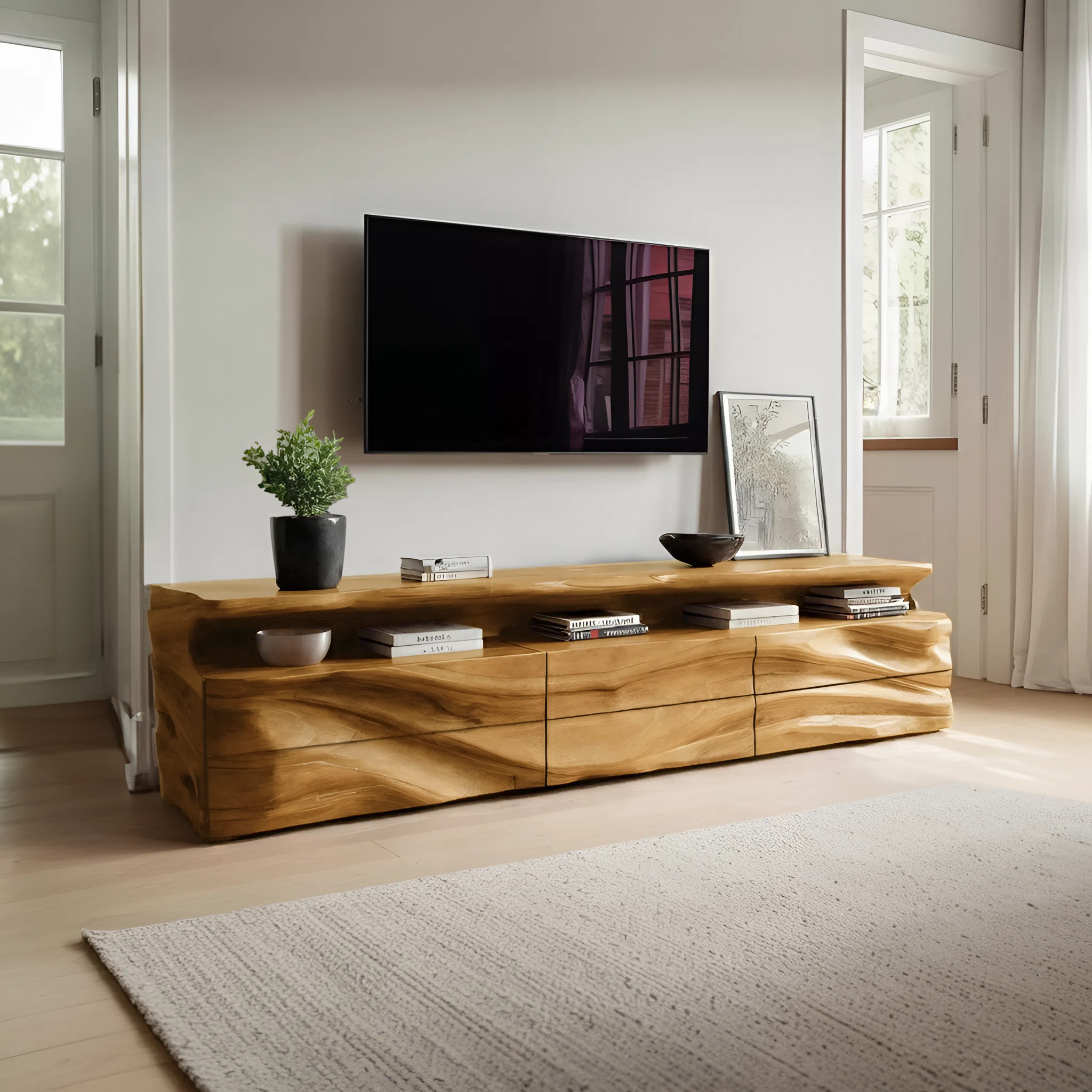 Modern TV Console With Shelf And Drawers For Living Room SITHHNTVC020
