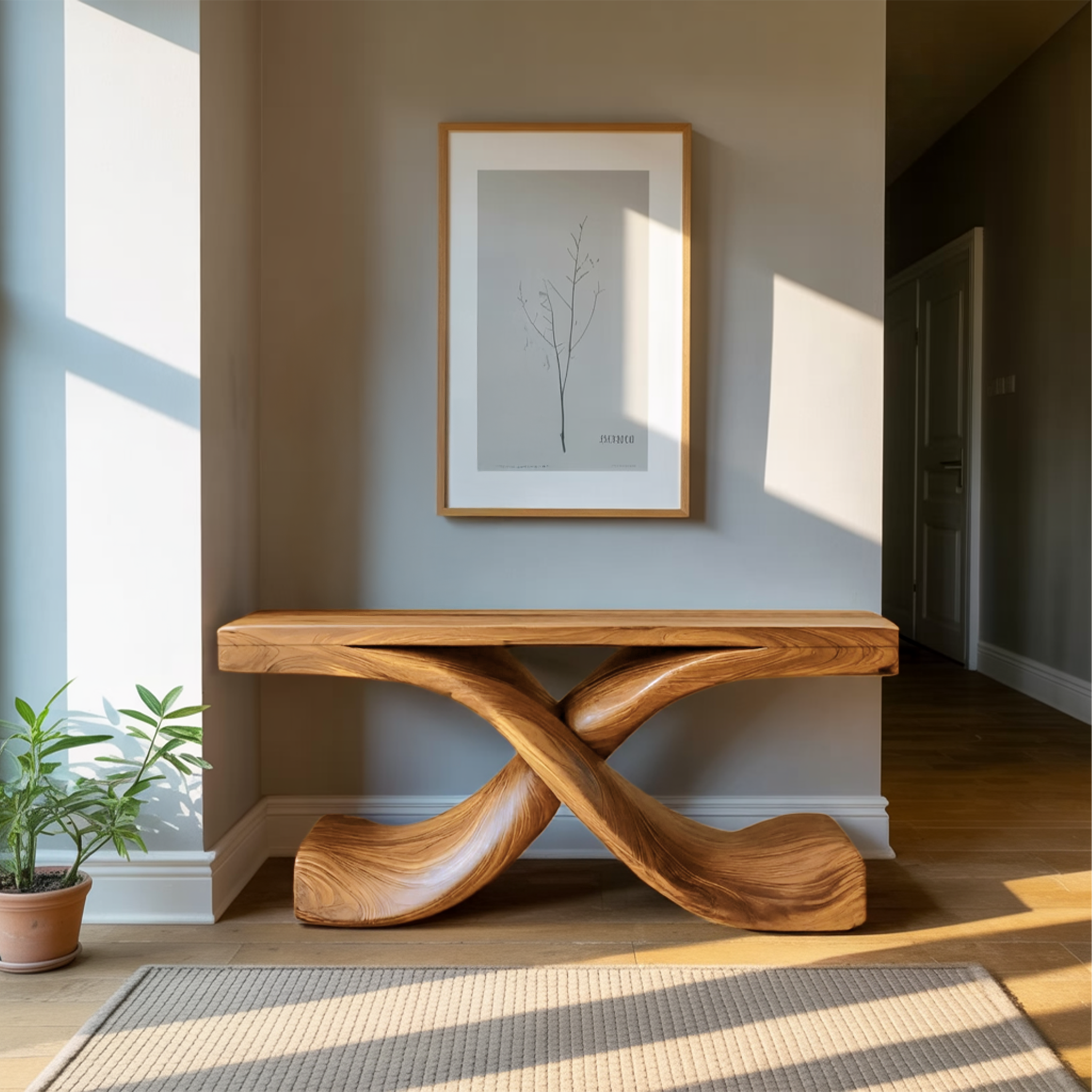 Modern Sculptural Console Table With Twisted Base For Living Room SITHTTCS003