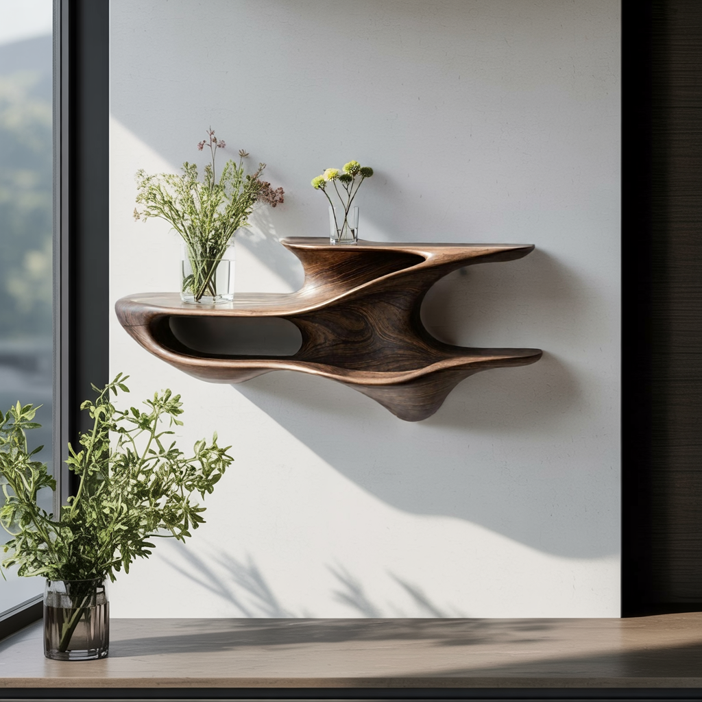 Handcrafted Live Edge Wall Mount Shelf For Living Room SILDTTNWMS001