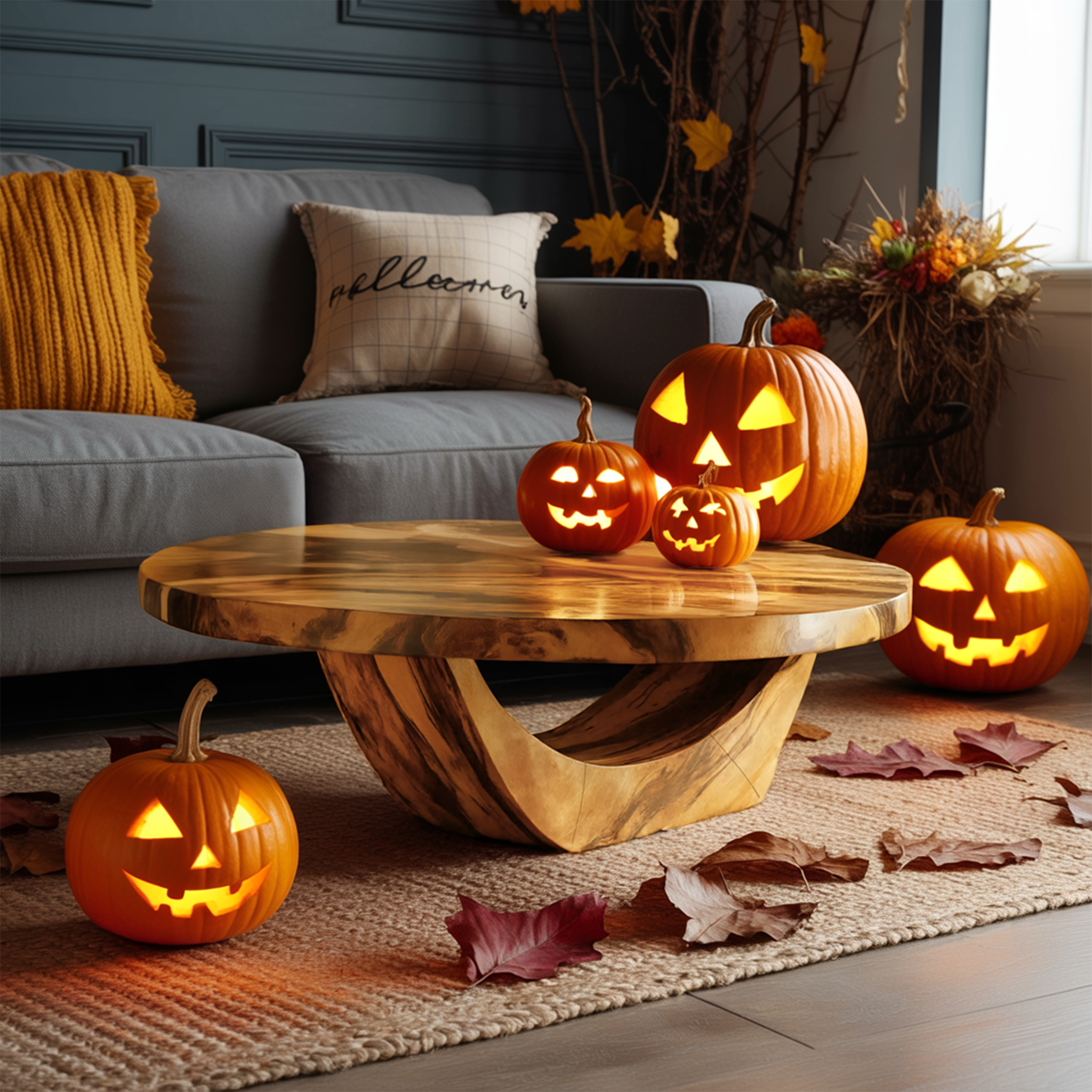 Modern Solid Wood Coffee Table For Living Room Ghostly Halloween SILDTTNHCF029