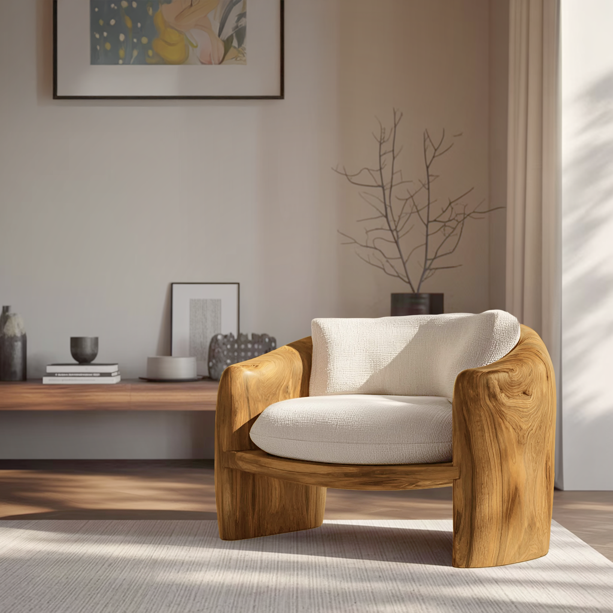 Modern Organic Lounge Chair Sculptural Form For Living Room RTTHHNCHR081