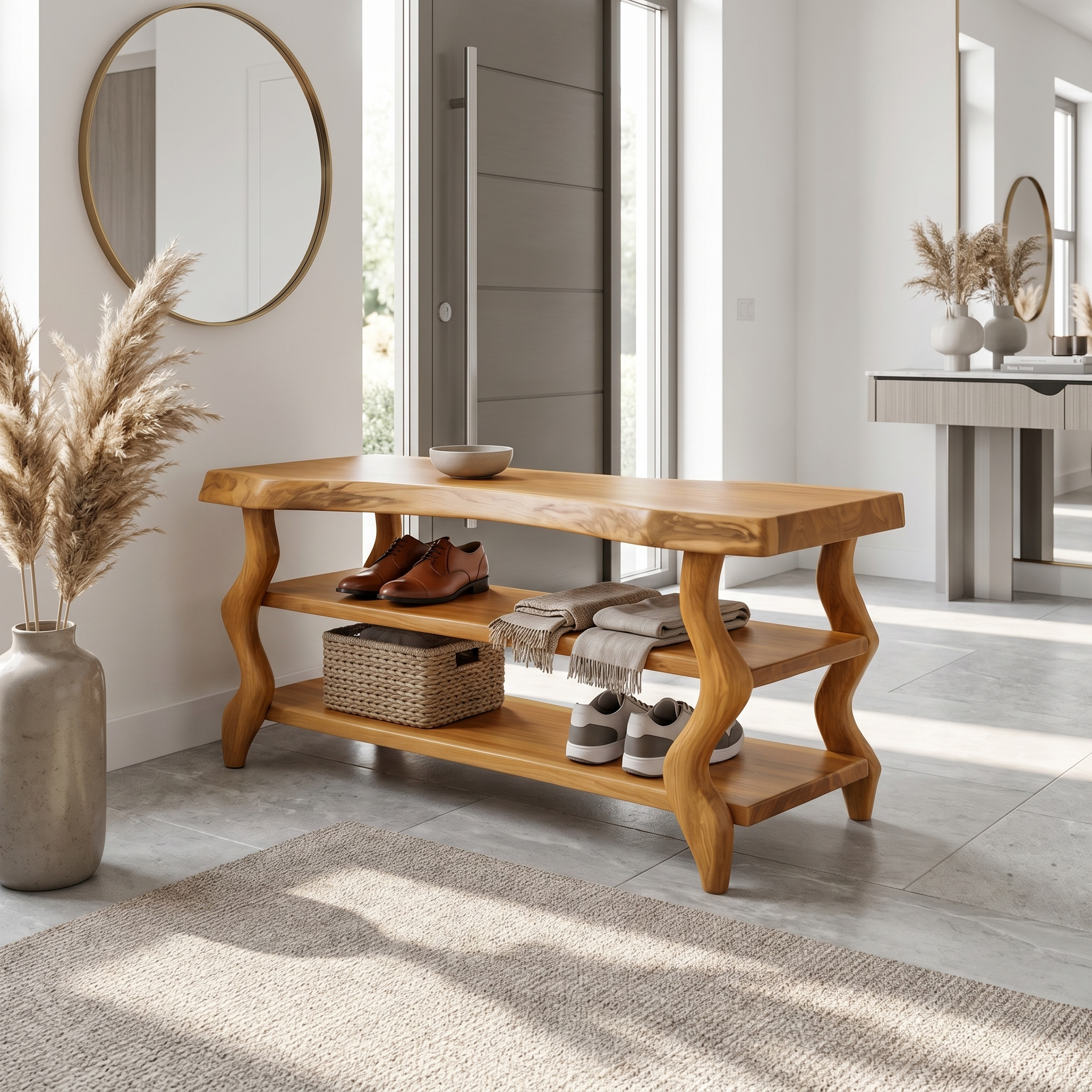 Artisan Rustic Shoe Bench Hallway And Living Room SINLSASB078