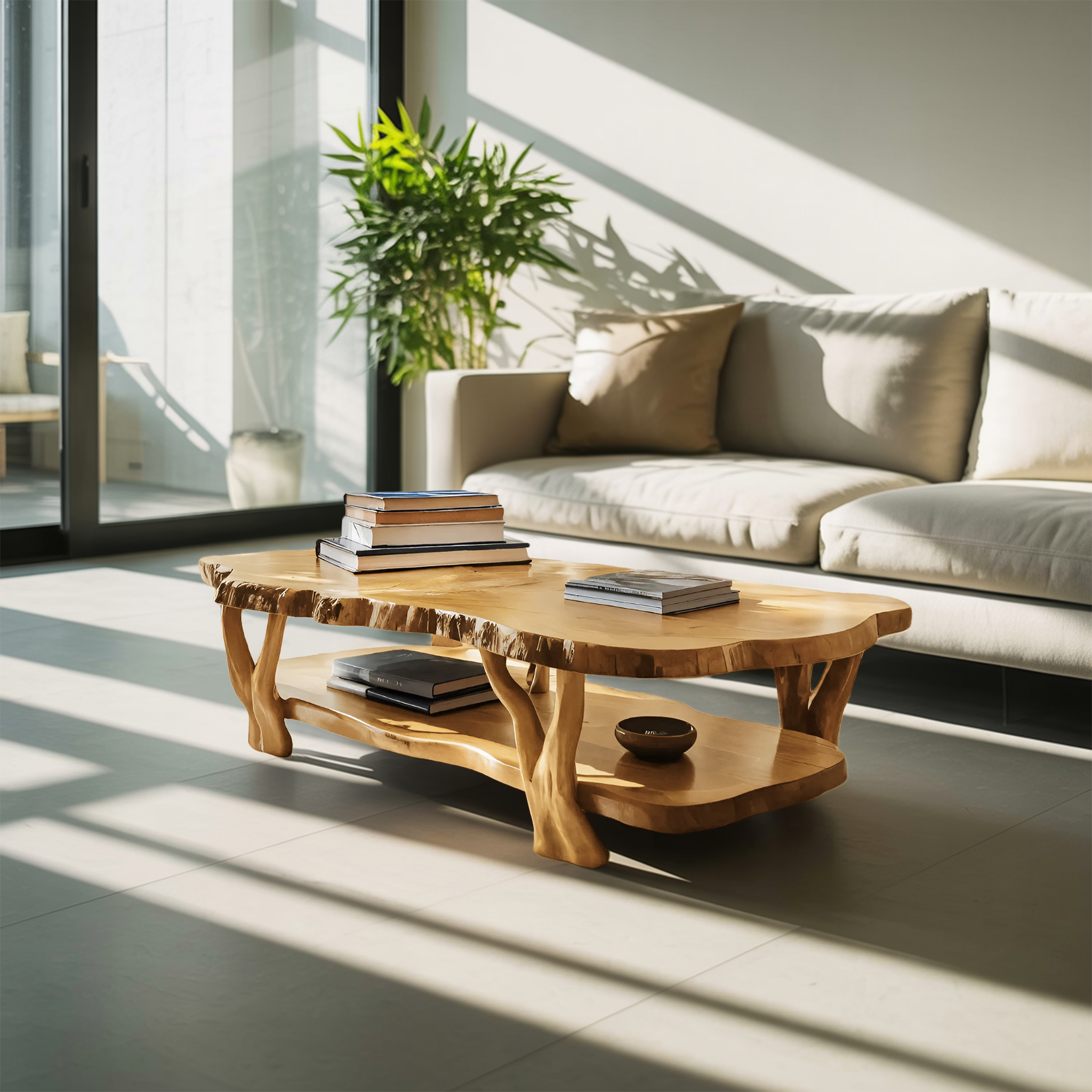 Contemporary Live Edge Coffee Table Two Layered Design For Living RTTHTTCF035