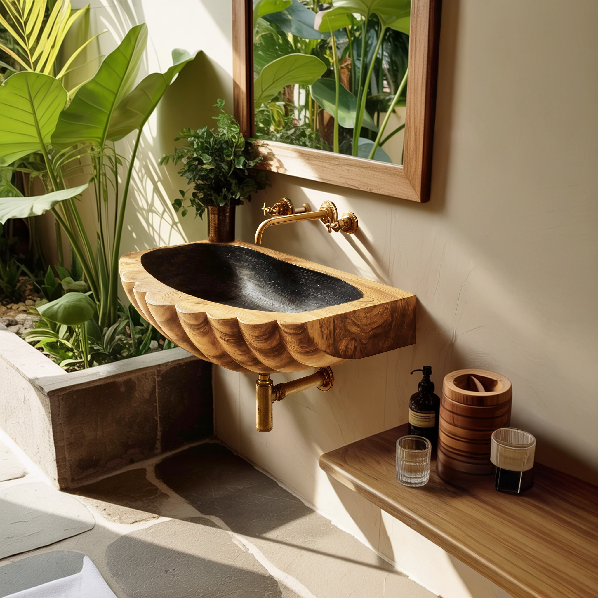Farmhouse Wall Mounted Wooden Bathroom Sink For Rustic Bathroom Decor SILDTTNVS034