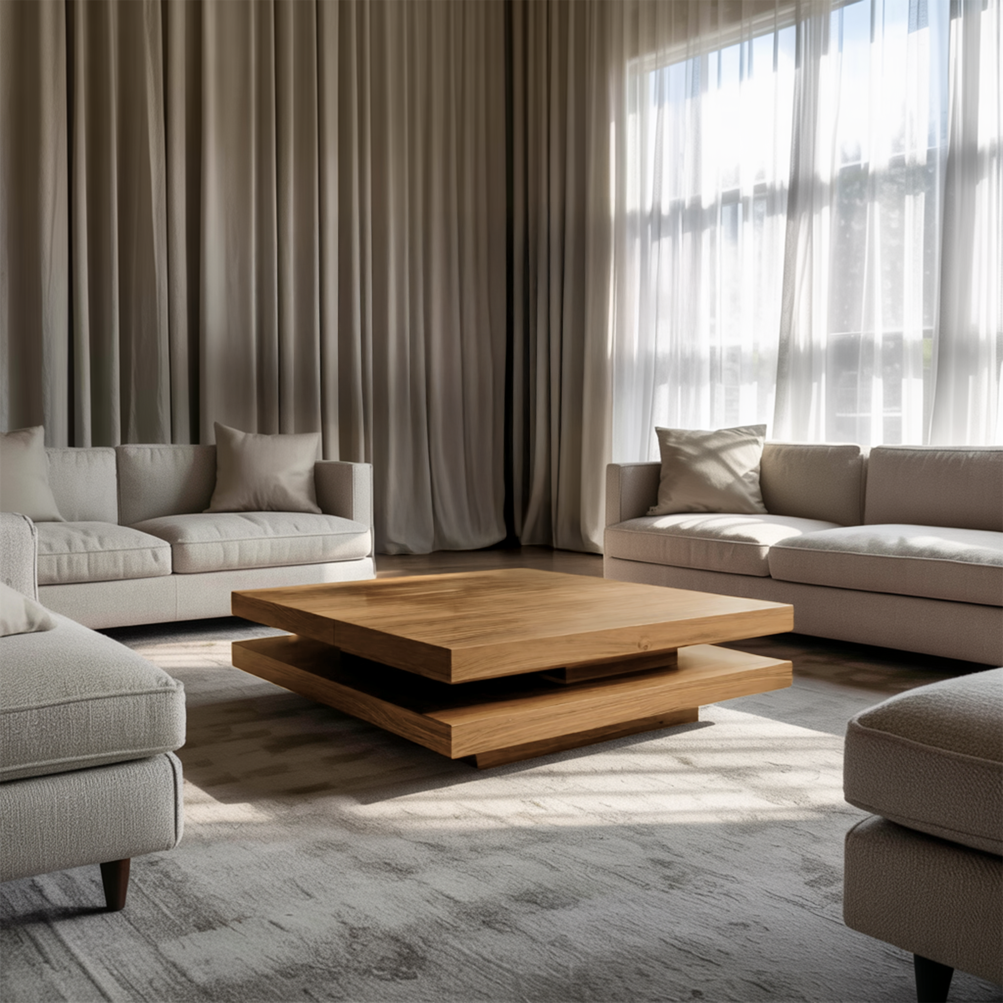 Modern Rustic Wooden Live Edge Coffee Table For Living Room SILDTTRCF045