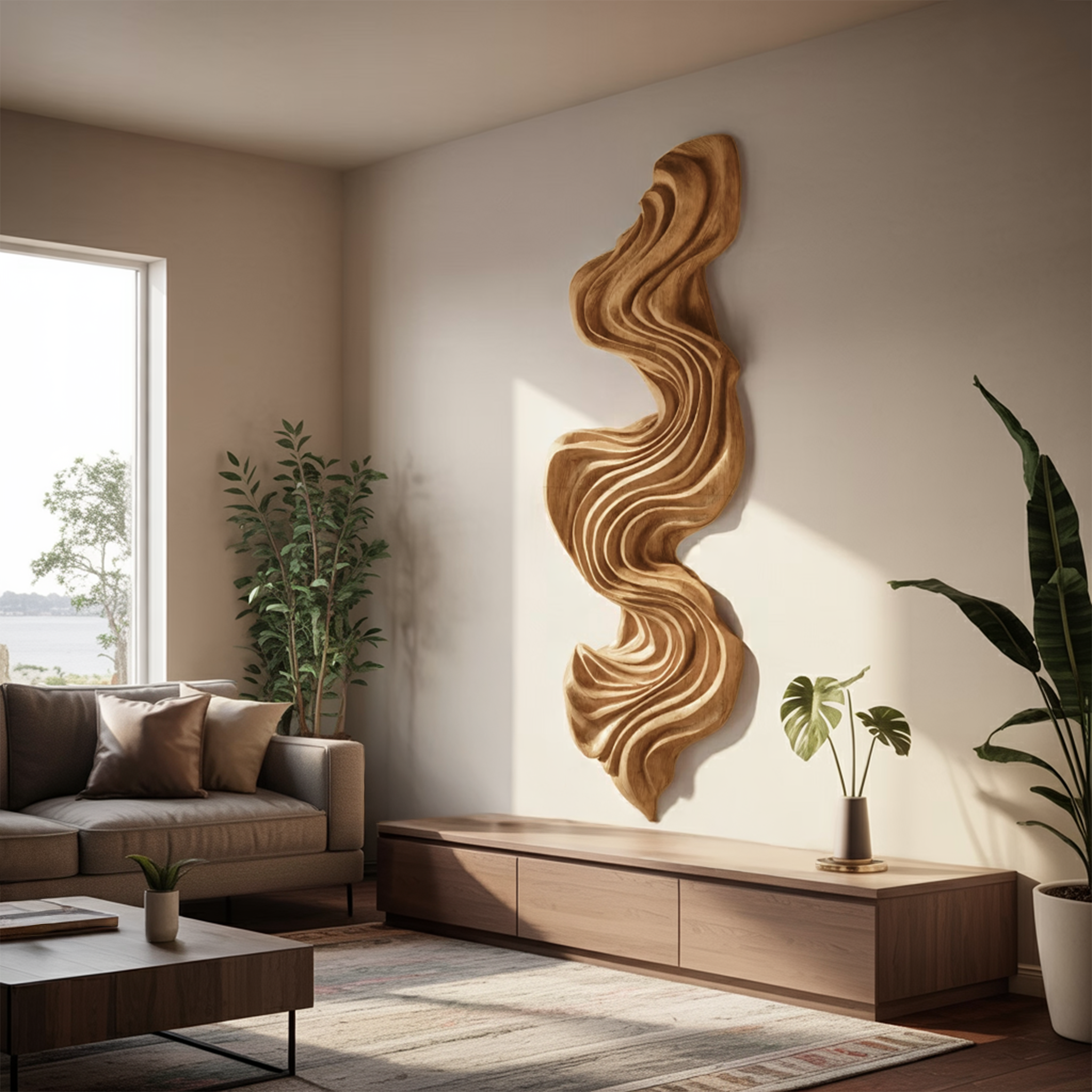 Artisan Vertical Wave Wall Sculpture For Home RTTHHNWA092