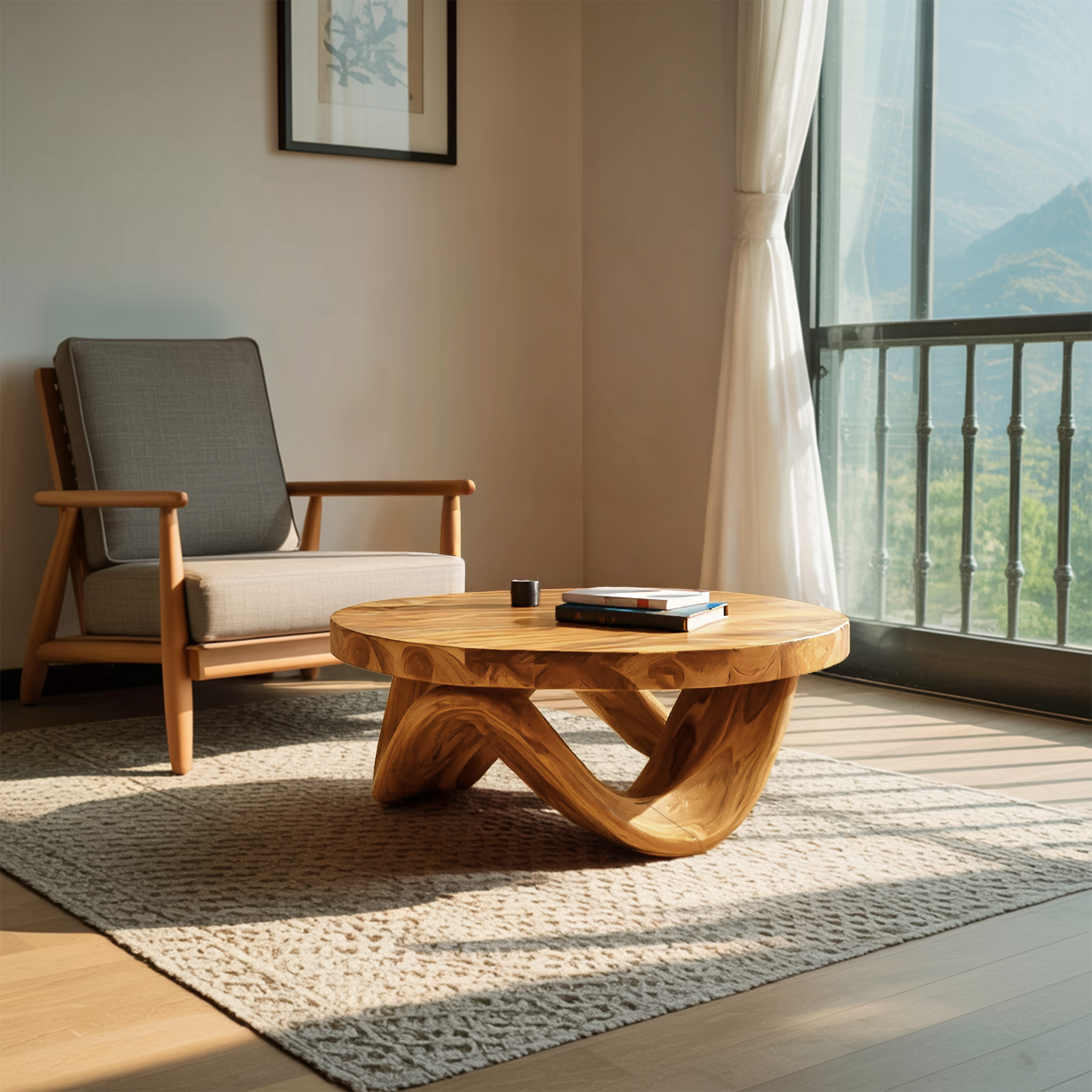 Modern Sculptural Coffee Table With Curved Base For Living RTTHTTCF041