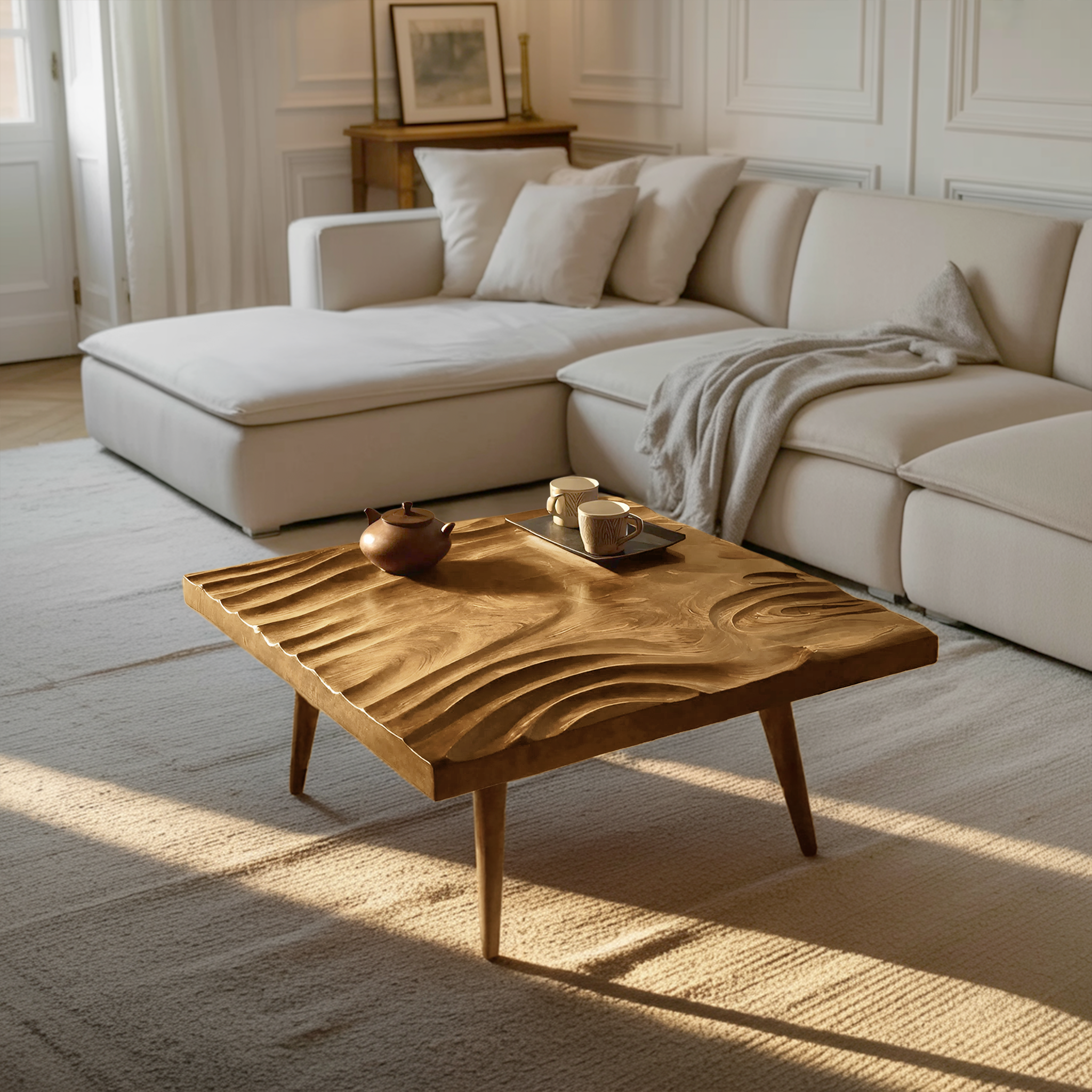 Handcrafted Irregular Solid Wood Coffee Table For Furniture Decor SILDTTRCF071