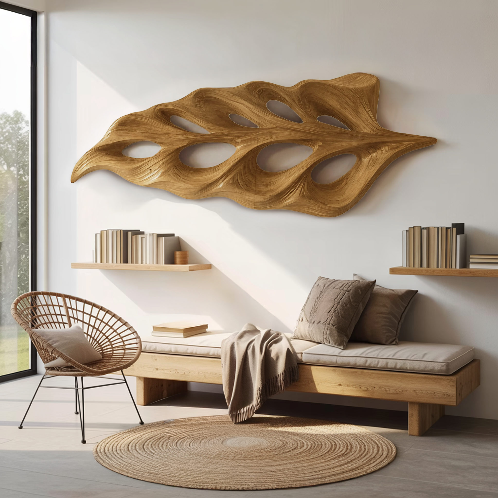 Modern Flowing Leaf Shape Carved For Home RTTHHNWA095