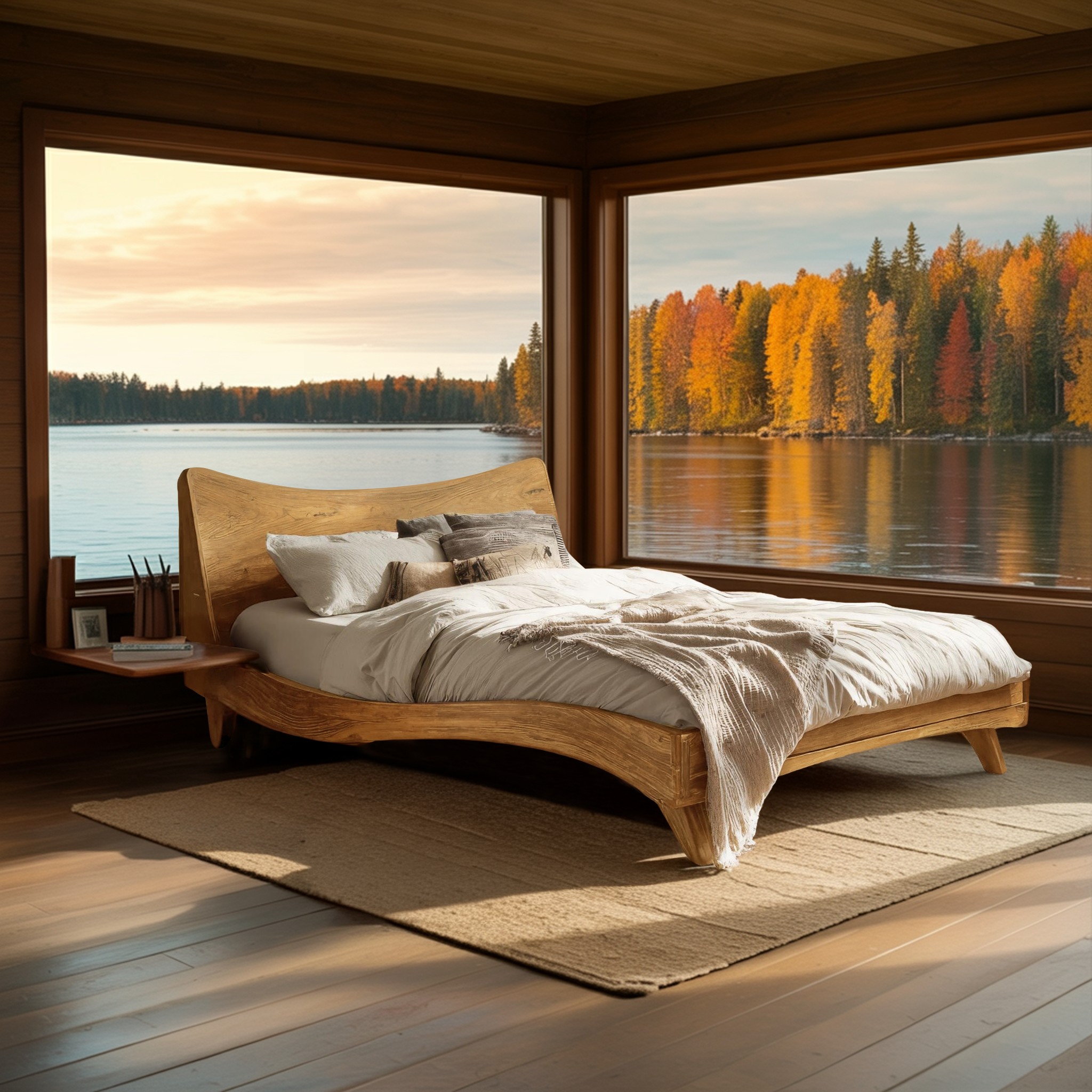 Set Headboard And Curved Bed Frame For Modern Bedroom RTTHHNWO006