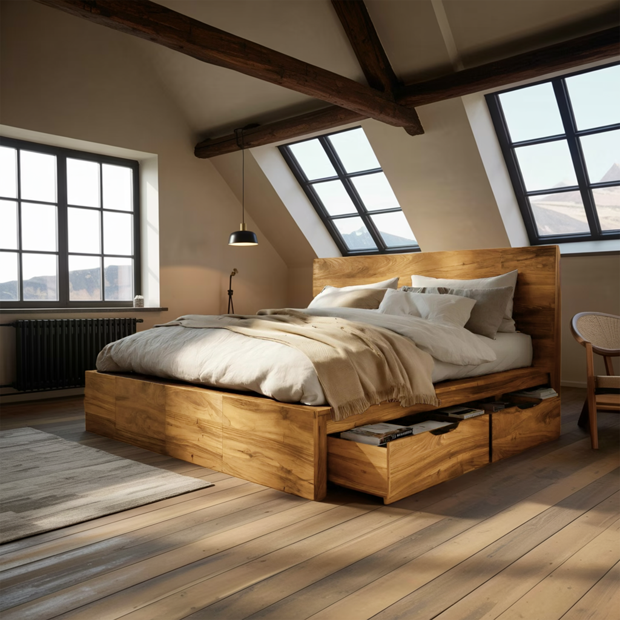 Modern Storage Bed Frame And Headboard With Drawers For Bedroom SITHTTWO001