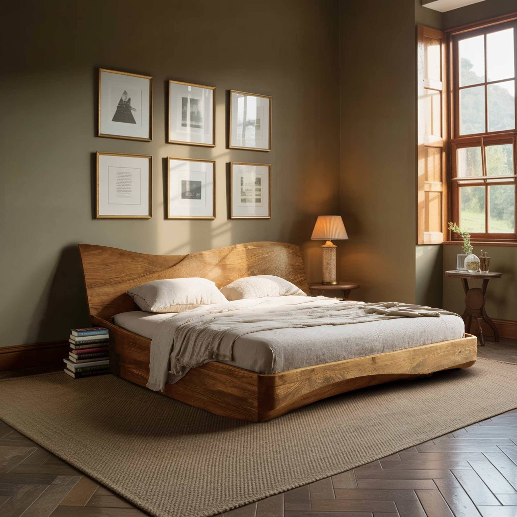 Organic Platform Bed And Headboard For Minimalist Bedroom Design RTTHHNWO003