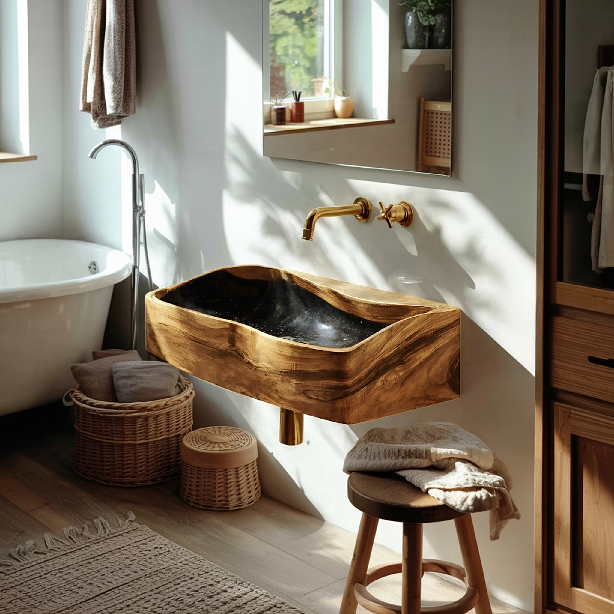 Handcrafted Wooden Vanity Sink For Bathroom Furniture Decor SILDTTNVS055