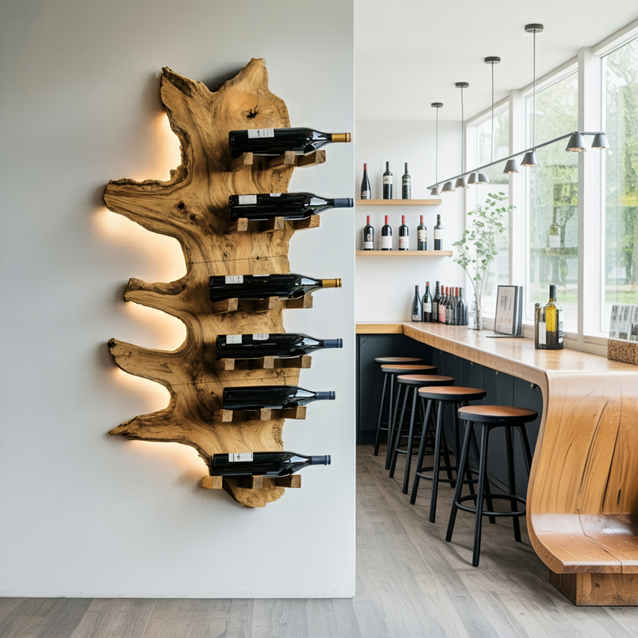 Modern Live Edge Wine Rack For Furniture Decor And Wine Shelf SILDTTRWH058