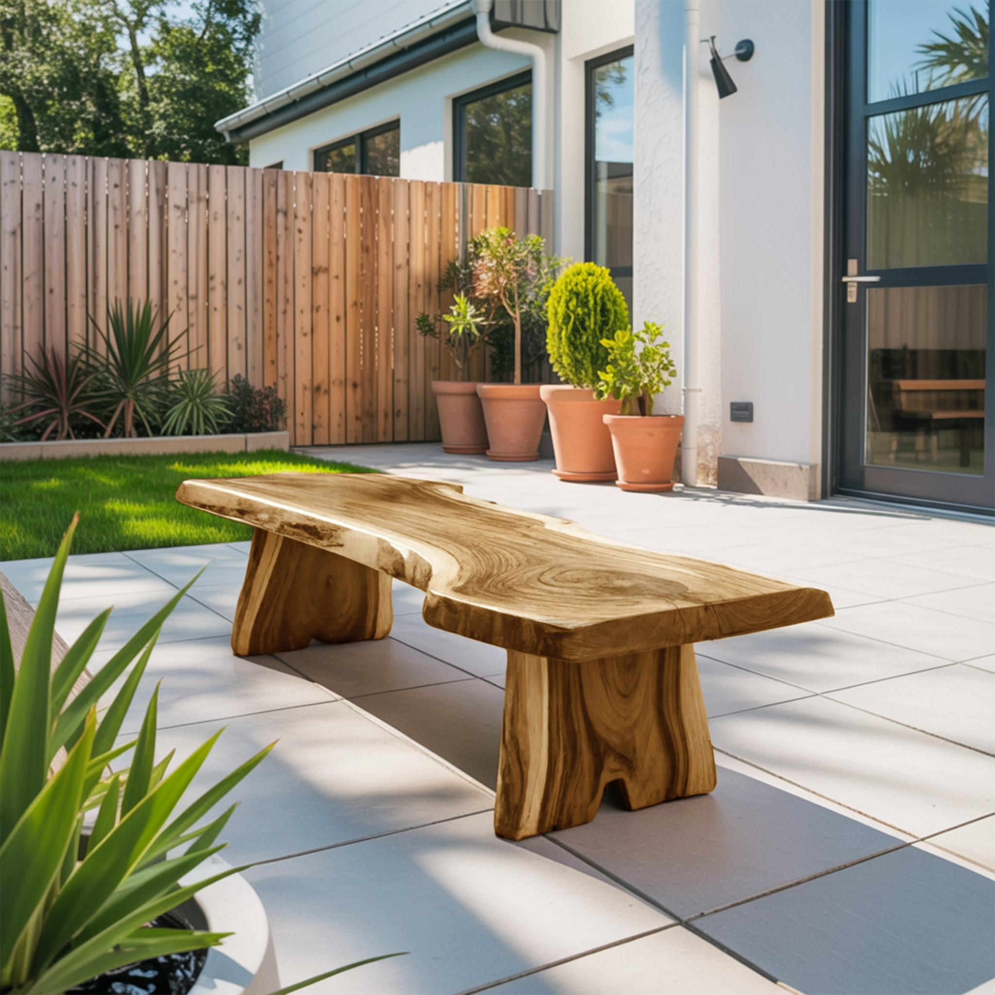 Minimalist Live Edge Outdoor Bench For Entryway Or Patio SITHTTCHR021