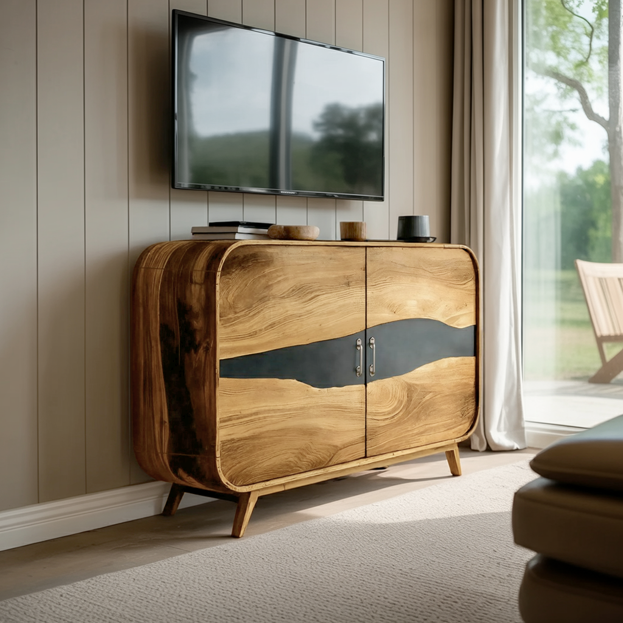 Farmhouse Live Edge Media Console For Entryway Decor SILDTTNTVC115