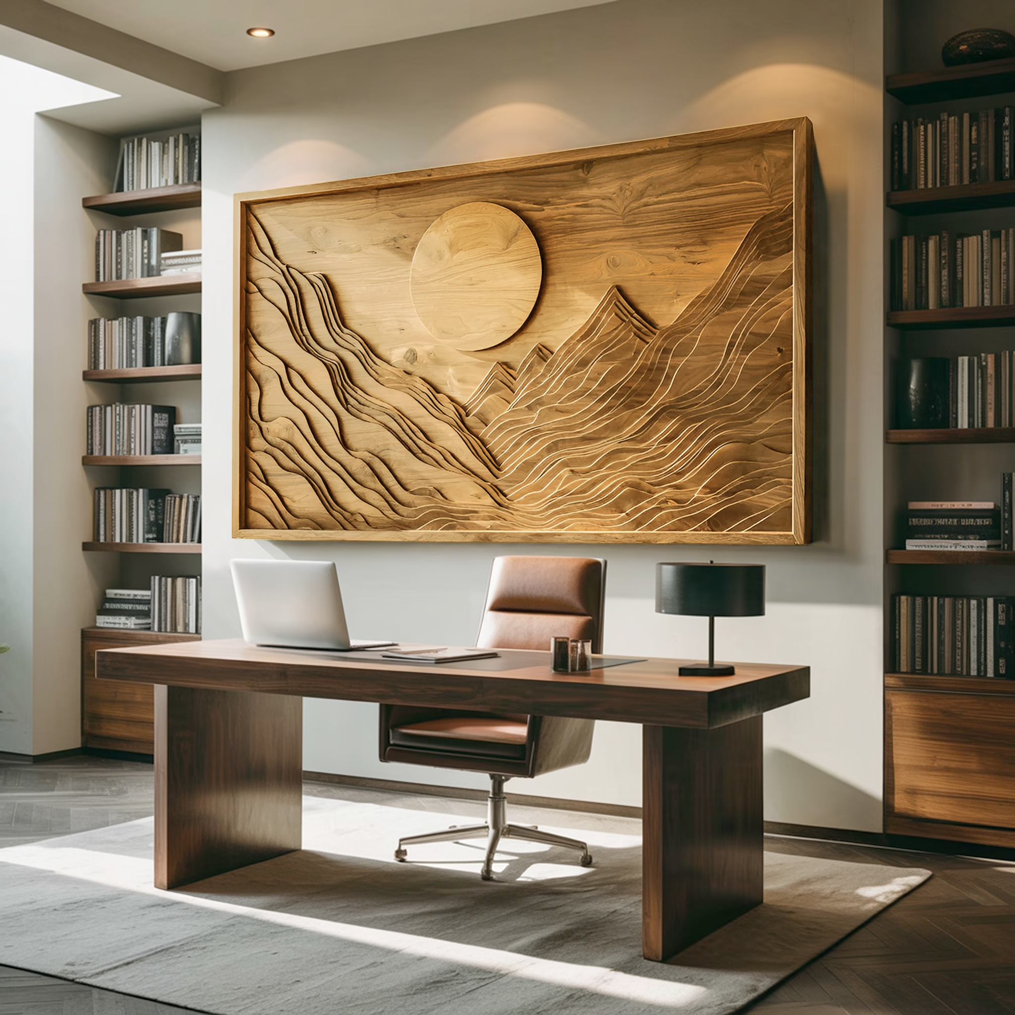 Handcrafted Wall Art Mountain Sun Landscape For Living Room RTTHTTWA053