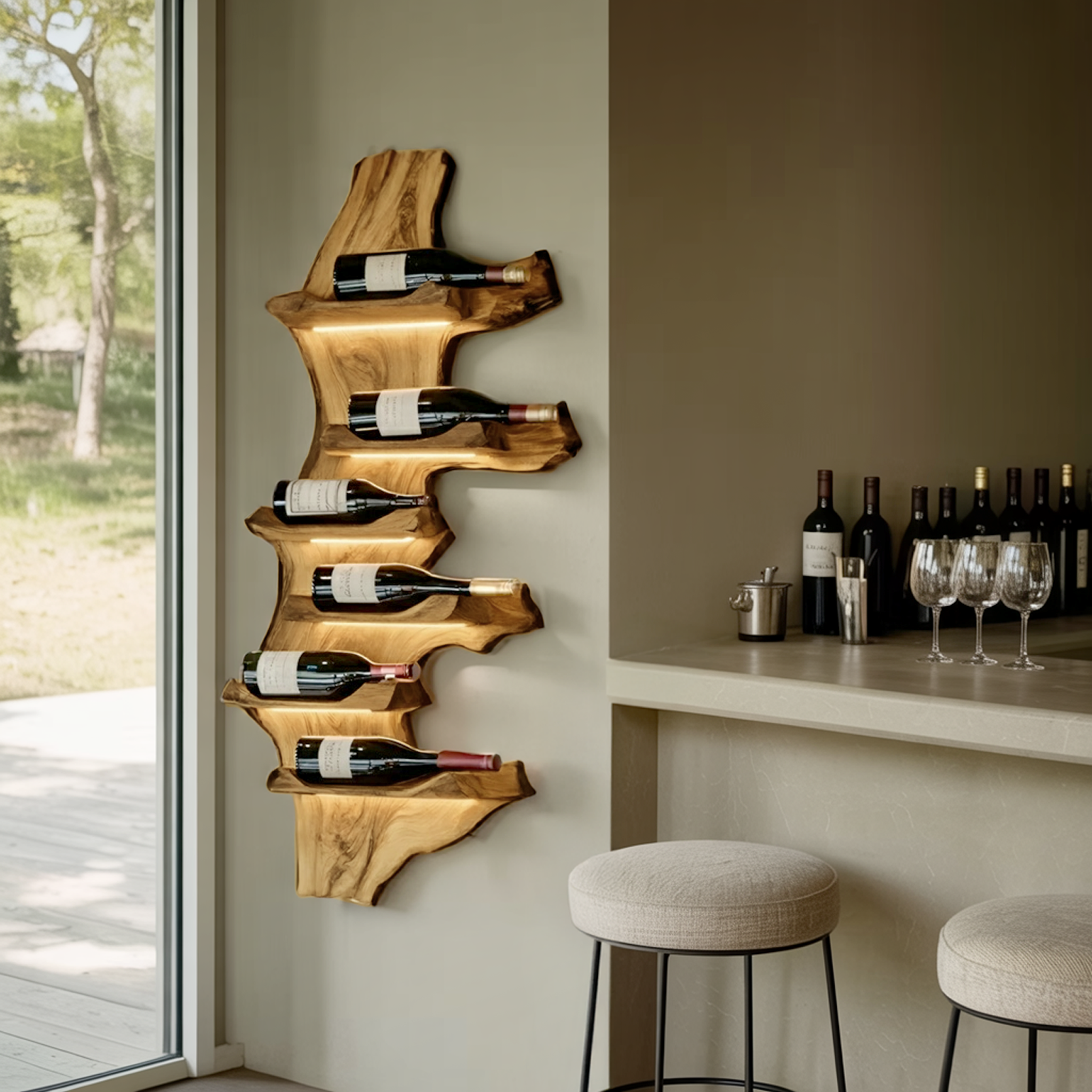 Farmhouse Live Edge Wine Holder For Entryway Furniture Decor SILDTTRWH048