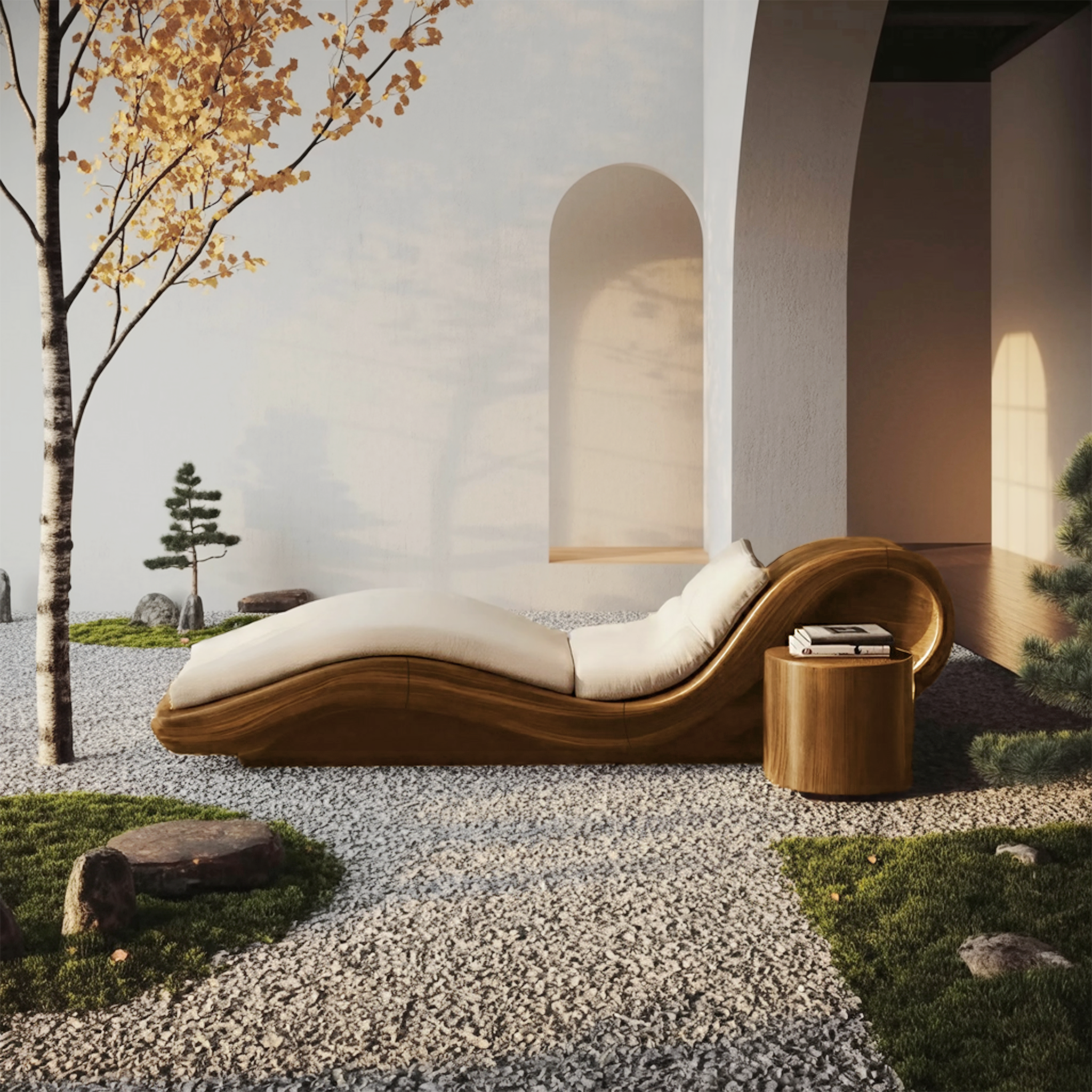 Mid Century Wooden Daybed For Patio Furniture Outdoor Design SILDTTNDB001