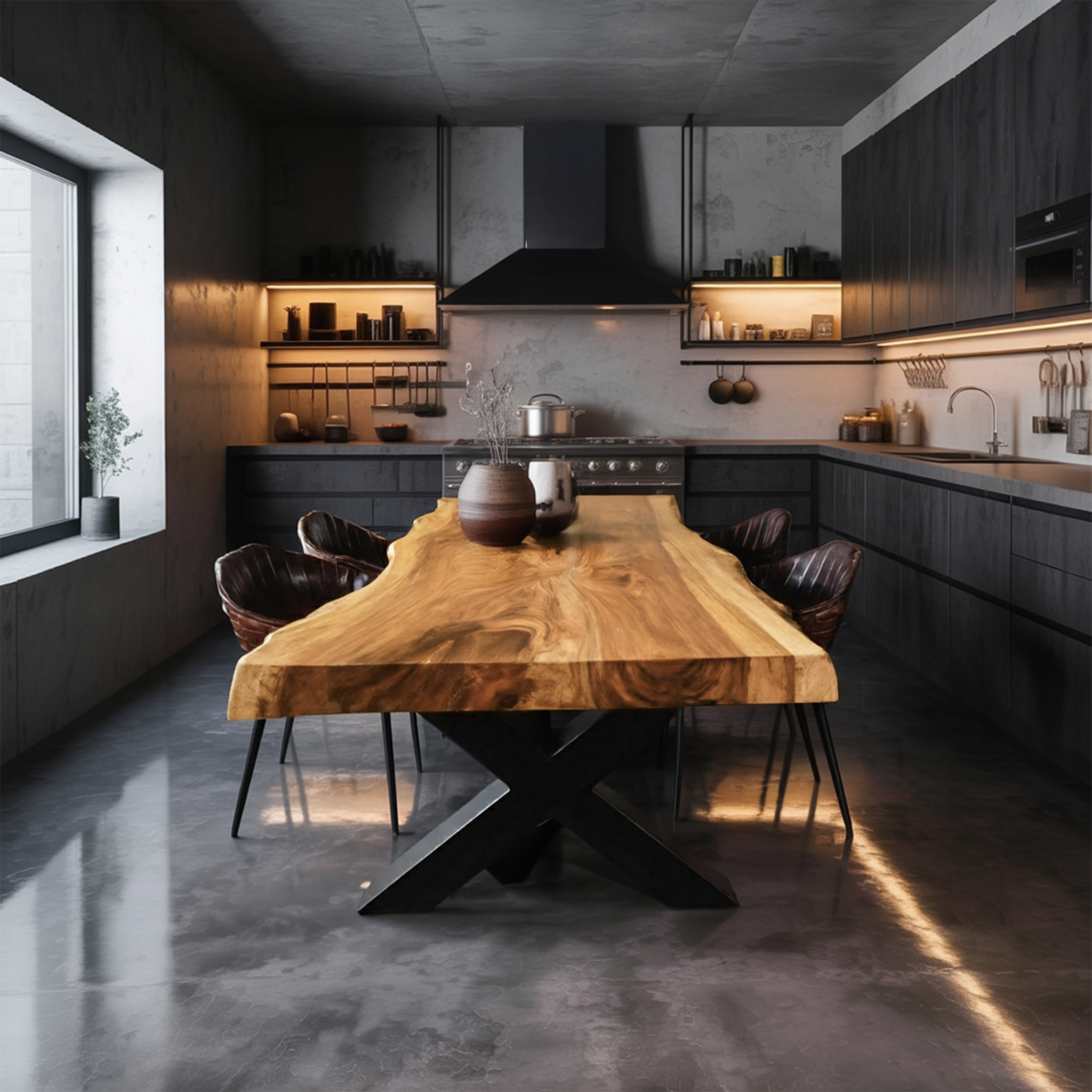 Kitchen Decor Handcrafted Live Edge Dining Table Premium SILDTTRDN031