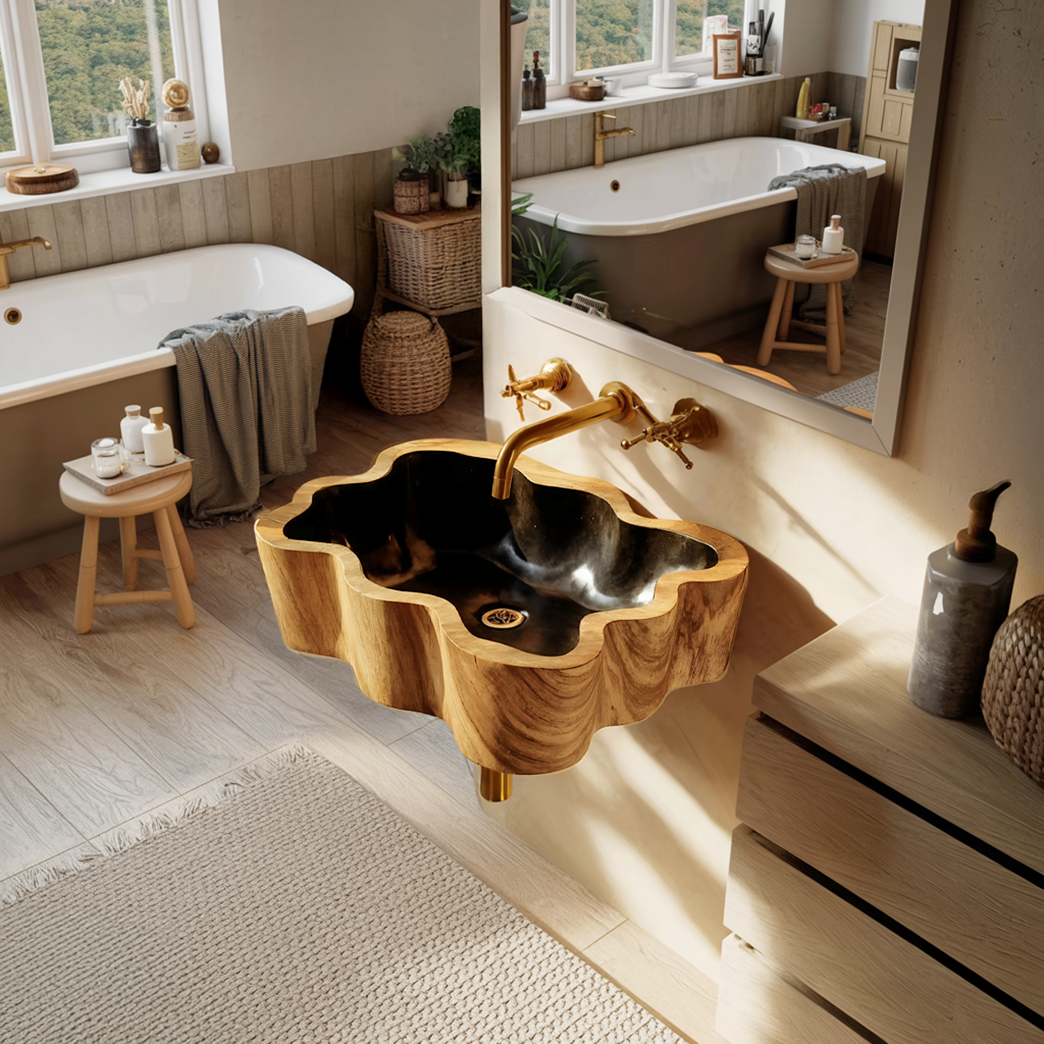 Modern Wall Mounted Wooden Bathroom Sink For Luxury Bathroom Furniture SILDTTNVS052