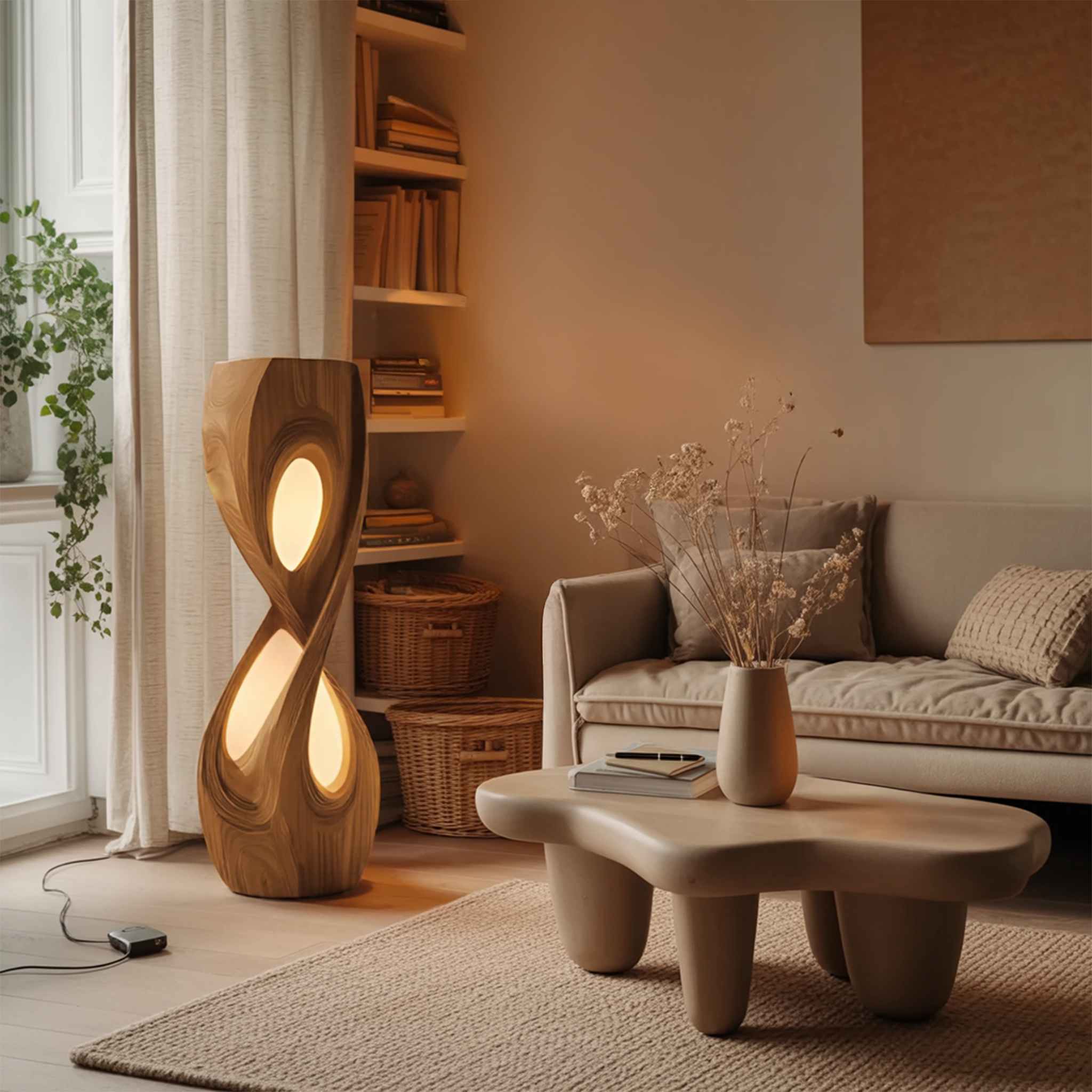Organic Sculptural Twisted Floor Lamp For Bedroom SITHHNLAM029